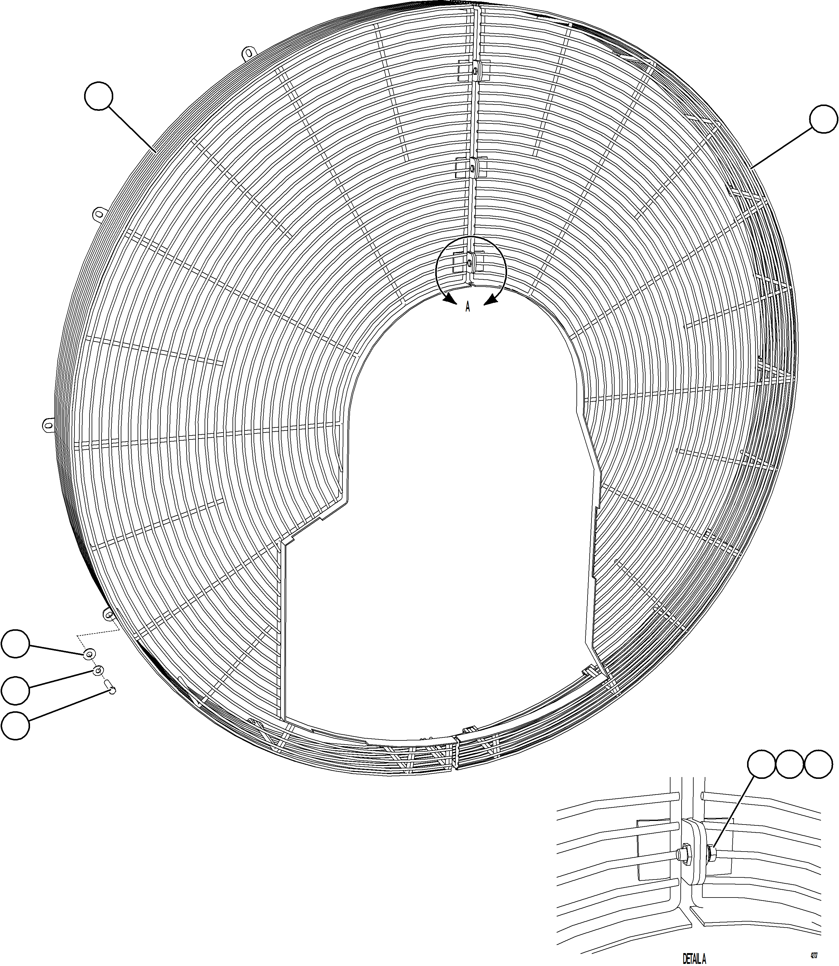 Komatsu parts book diagram for AFE57-KE 830E-1AC S/N A41140 - A41141  KBI: FAN GUARD INSTALLATION