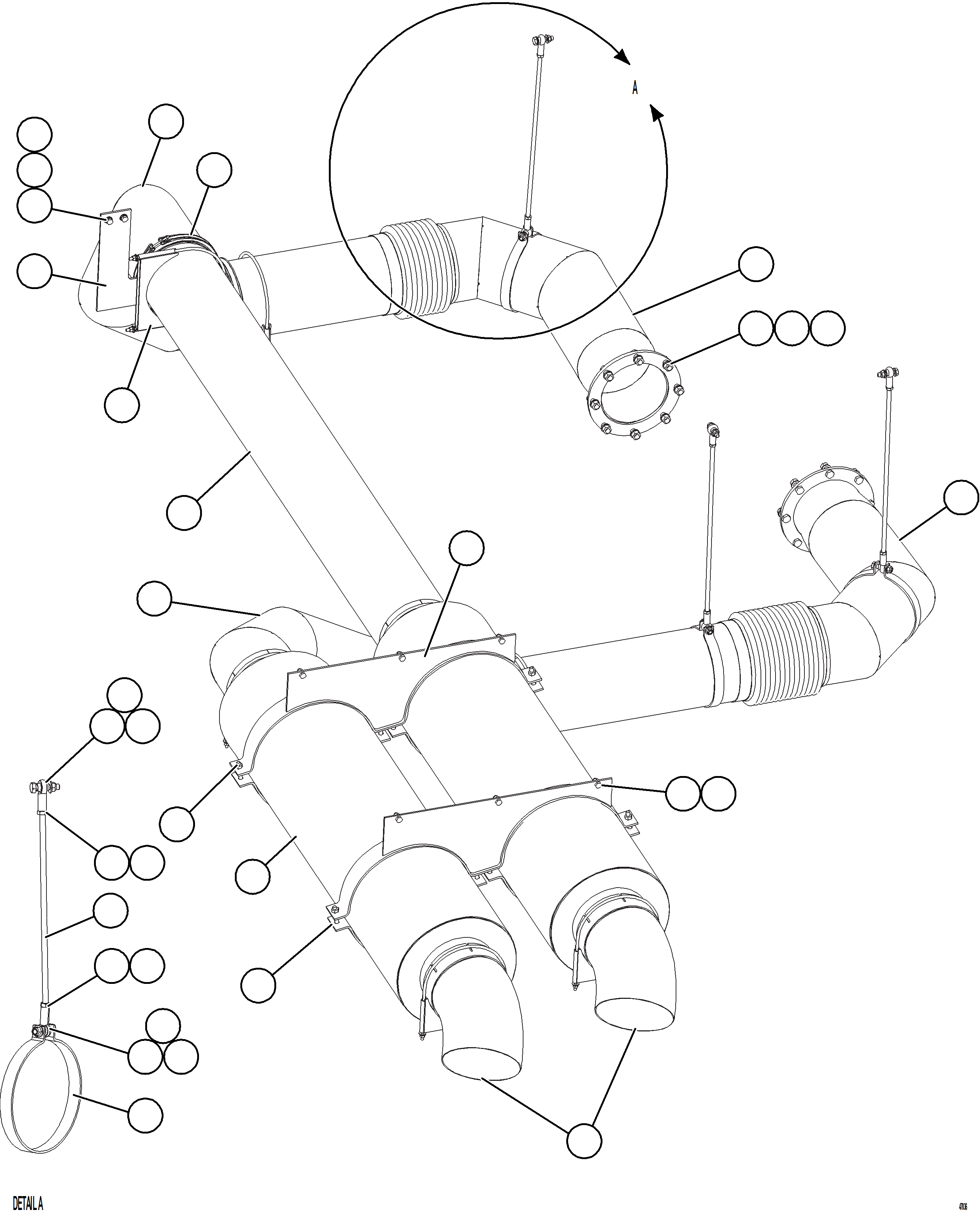 Komatsu parts book diagram for AFE57-KE 830E-1AC S/N A41140 - A41141  KBI: EXHAUST PIPING