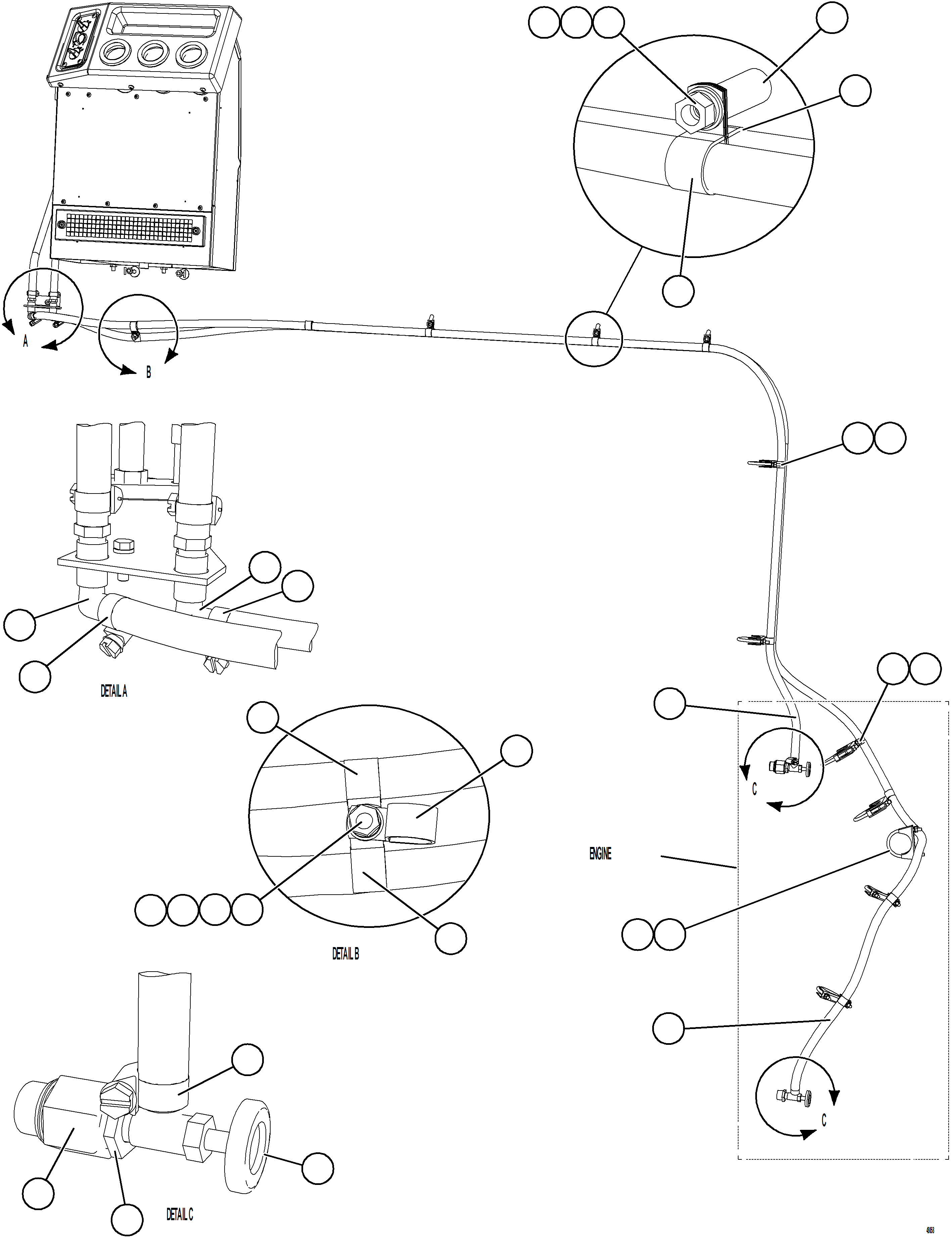 Komatsu parts book diagram for AFE57-KE 830E-1AC S/N A41140 - A41141  KBI: HEATER PIPING
