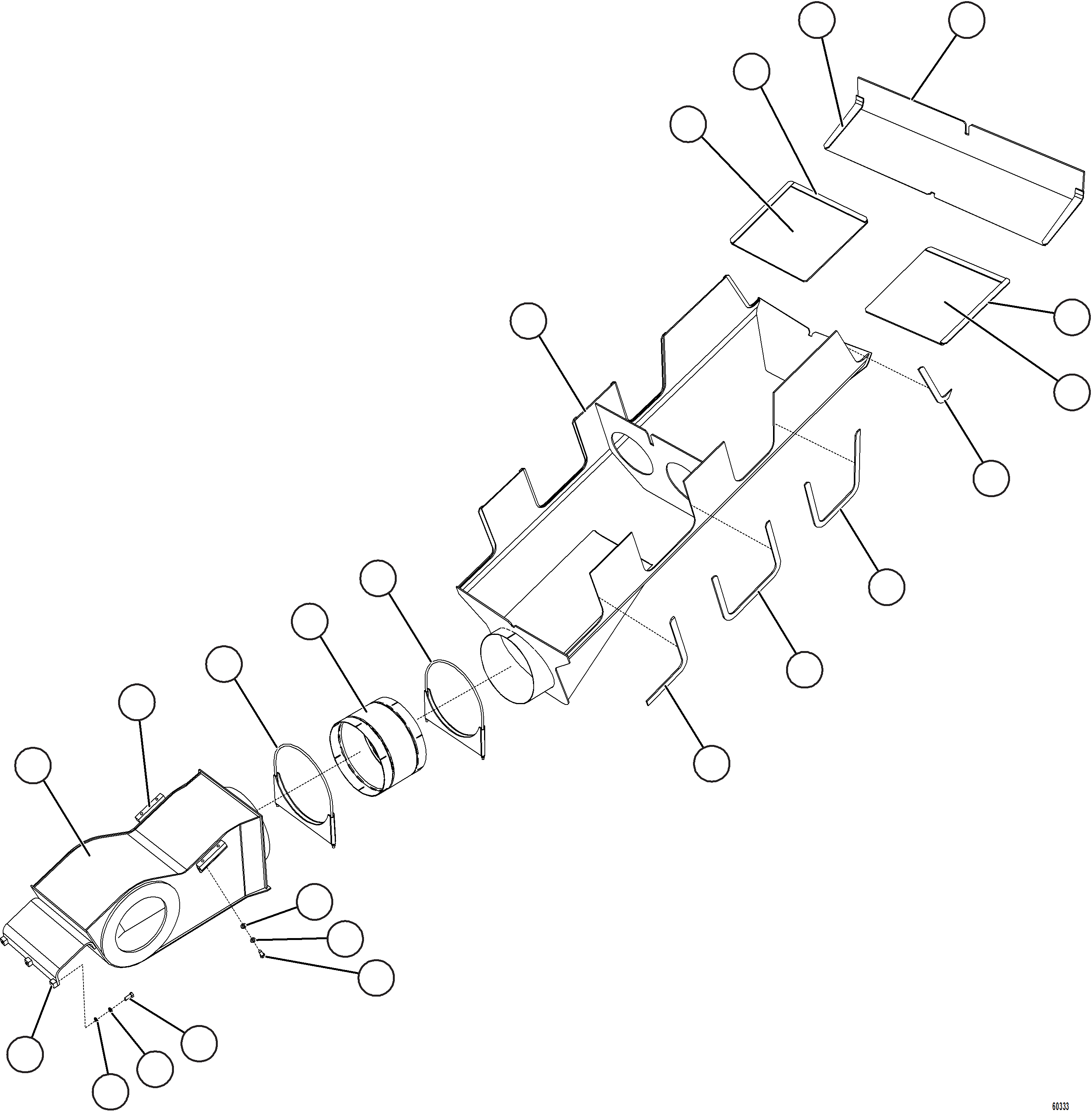 Komatsu parts book diagram for AFE57-KE 830E-1AC S/N A41140 - A41141  KBI: BODY HEAT PAN INSTALLATION