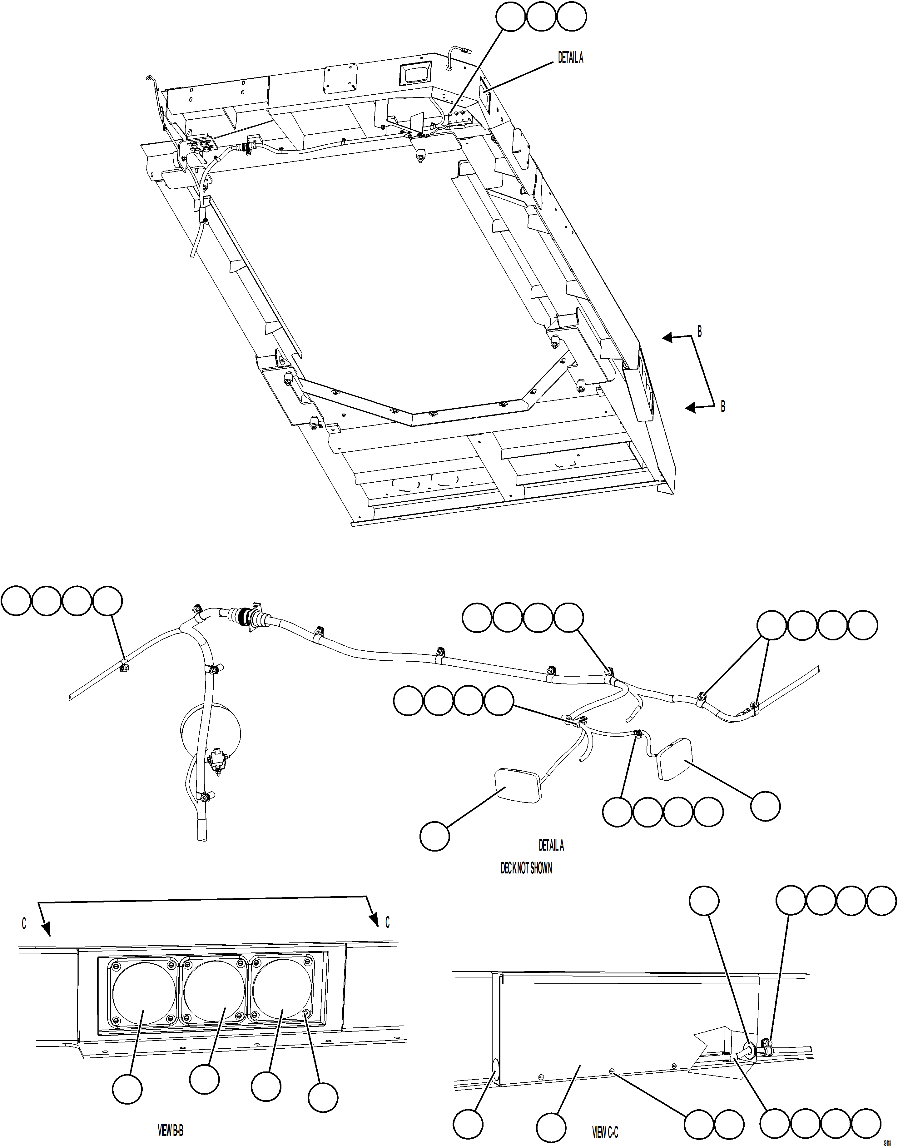Komatsu parts book diagram for AFE57-KE 830E-1AC S/N A41140 - A41141  KBI: LH DECK LIGHTS