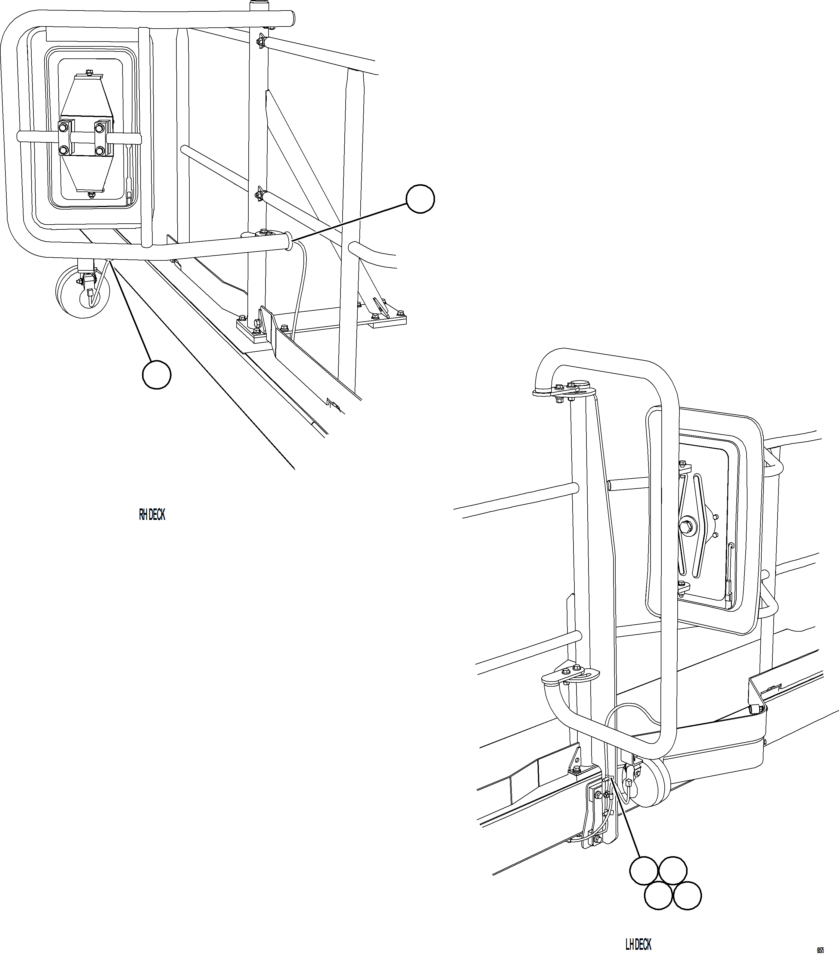Komatsu parts book diagram for AFE57-KE 830E-1AC S/N A41140 - A41141  KBI: MIRROR MOUNTED BACKUP LIGHTS    1/2
