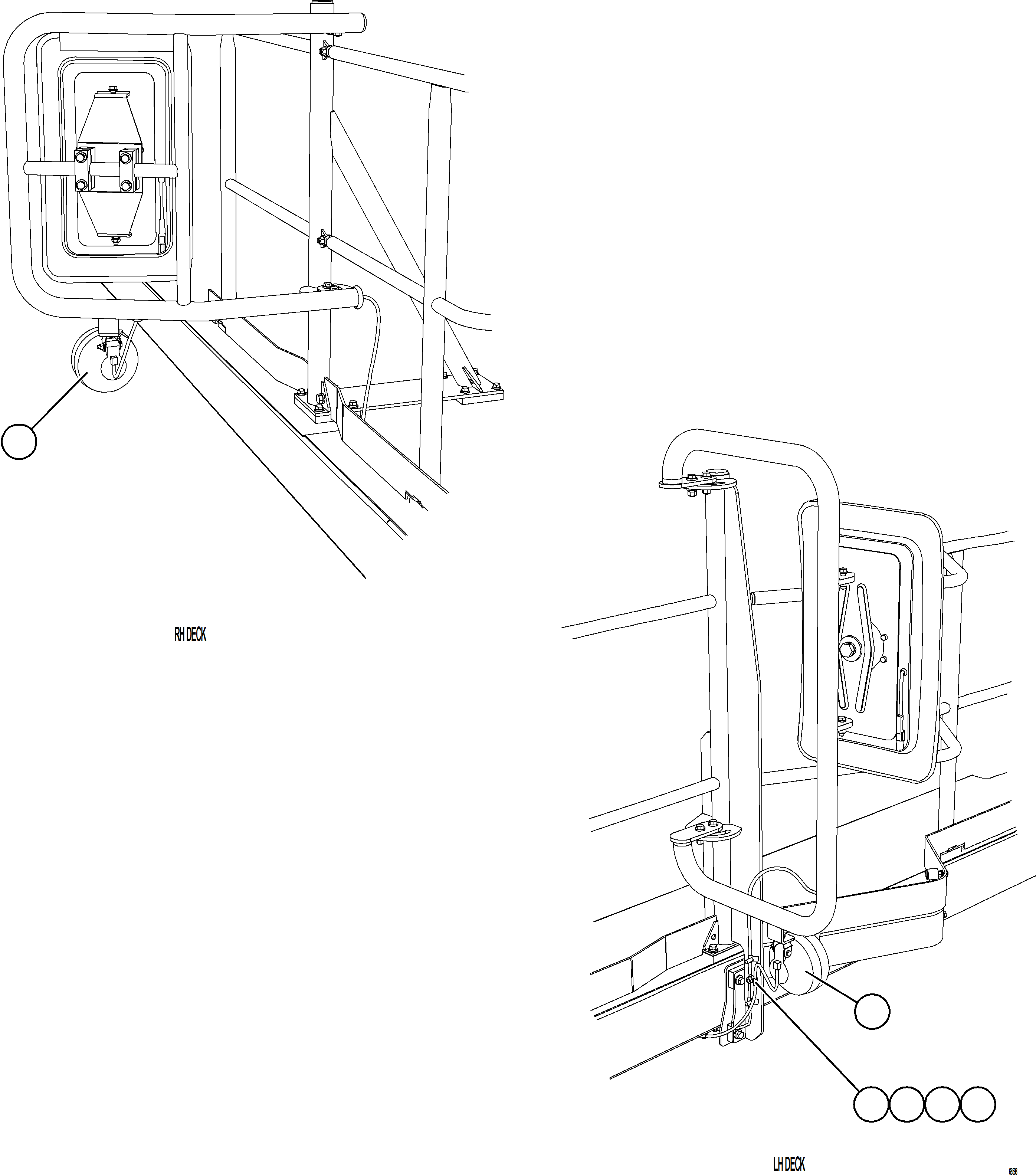 Komatsu parts book diagram for AFE57-KE 830E-1AC S/N A41140 - A41141  KBI: MIRROR MOUNTED BACKUP LIGHTS    2/2