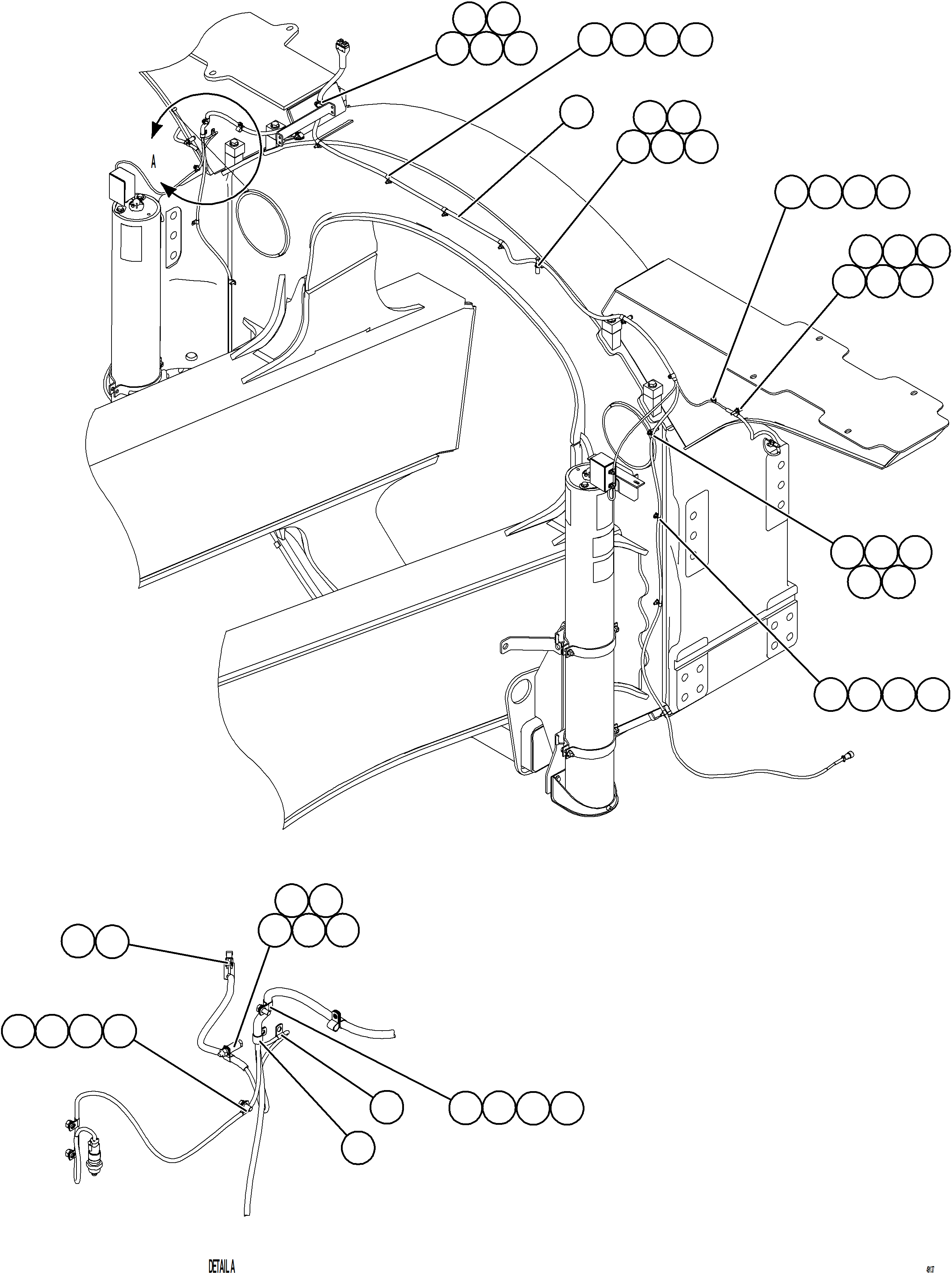 Komatsu parts book diagram for AFE57-KE 830E-1AC S/N A41140 - A41141  KBI: FRONT FRAME RAIL WIRING