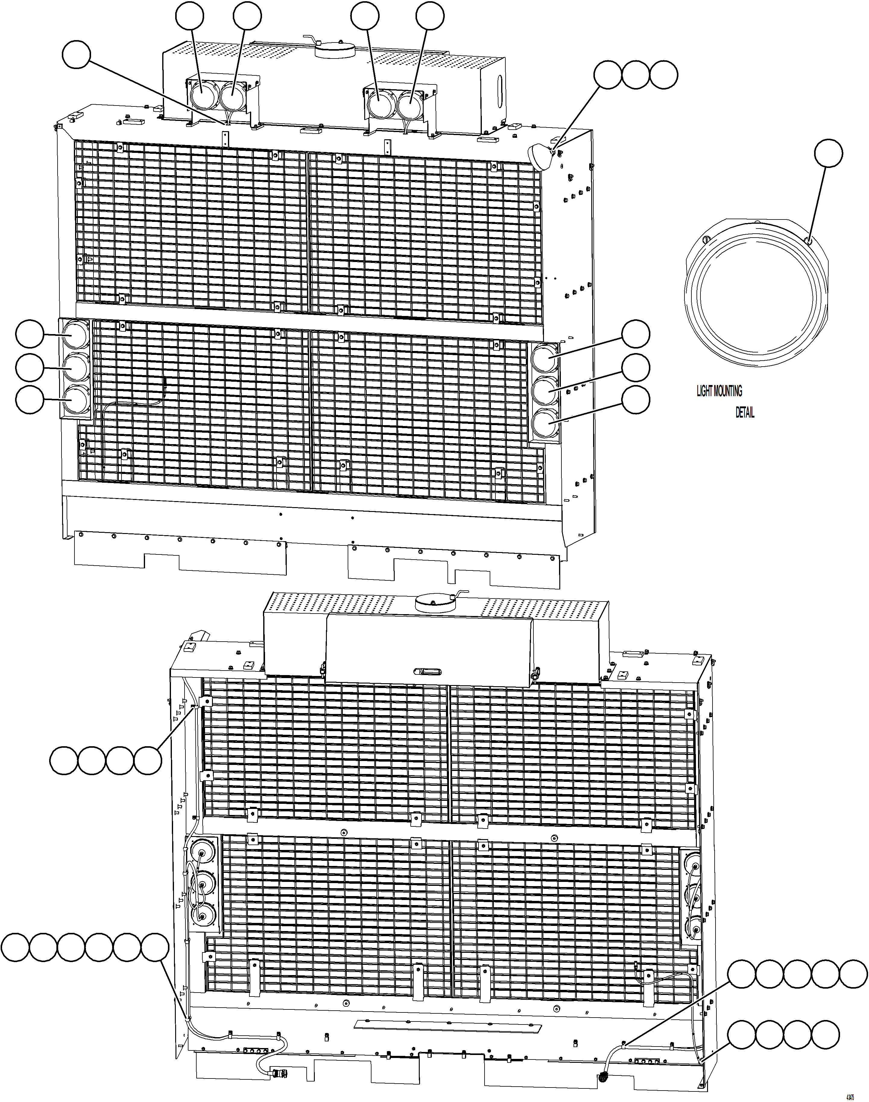 Komatsu parts book diagram for AFE57-KE 830E-1AC S/N A41140 - A41141  KBI: GRILLE MOUNTED LIGHTS