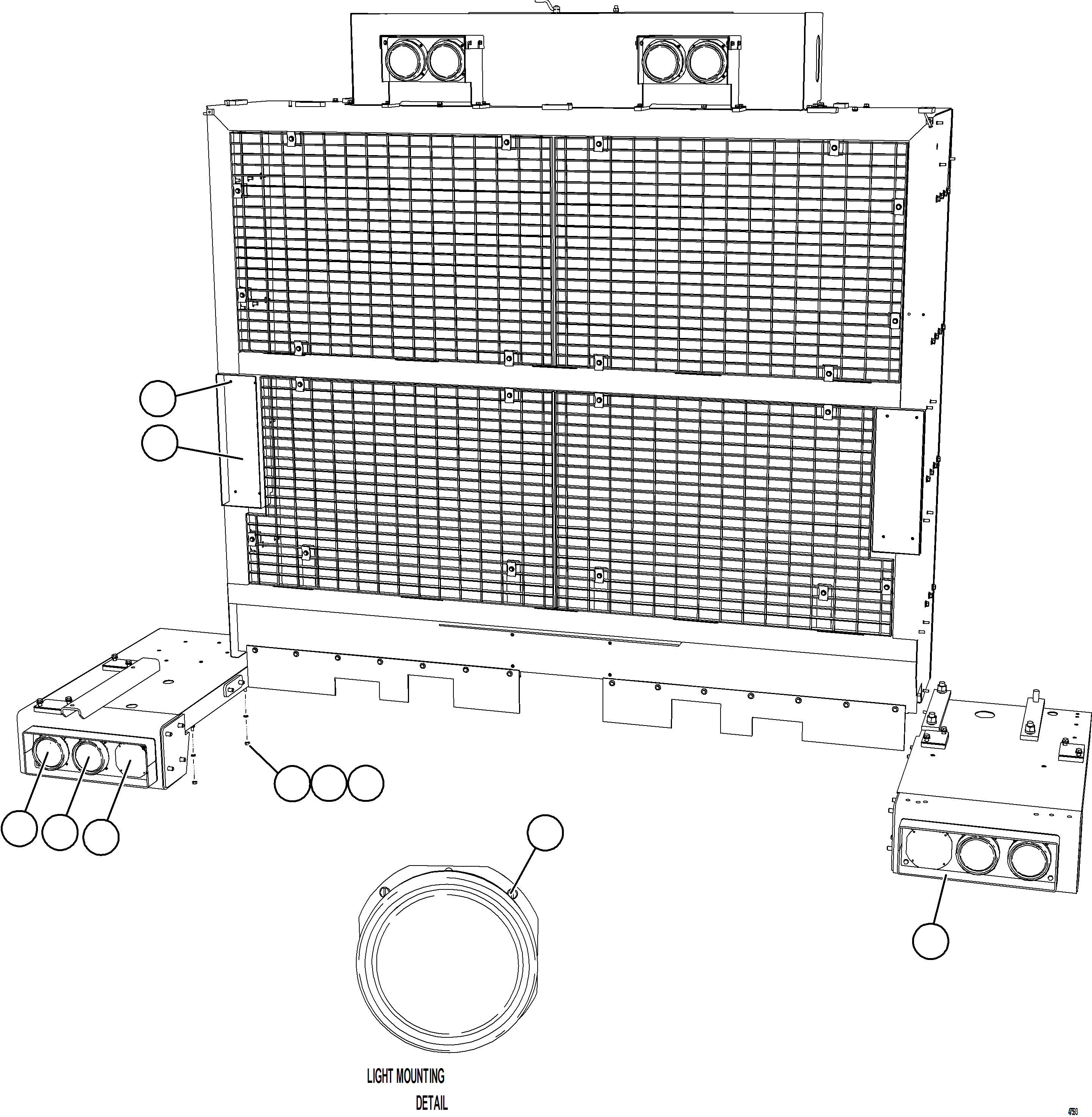 Komatsu parts book diagram for AFE57-KE 830E-1AC S/N A41140 - A41141  KBI: BUMPER MOUNTED LIGHTS