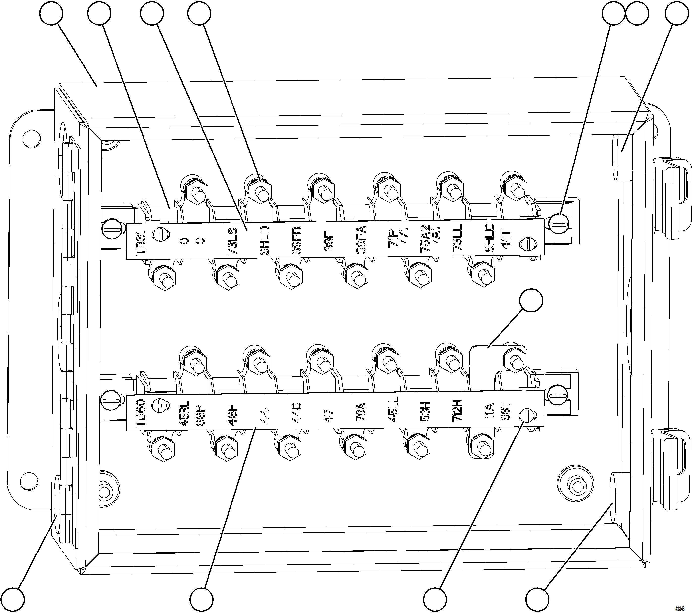 Komatsu parts book diagram for AFE57-KE 830E-1AC S/N A41140 - A41141  KBI: JUNCTION BOX ASSEMBLY - REAR    58E-06-10260
