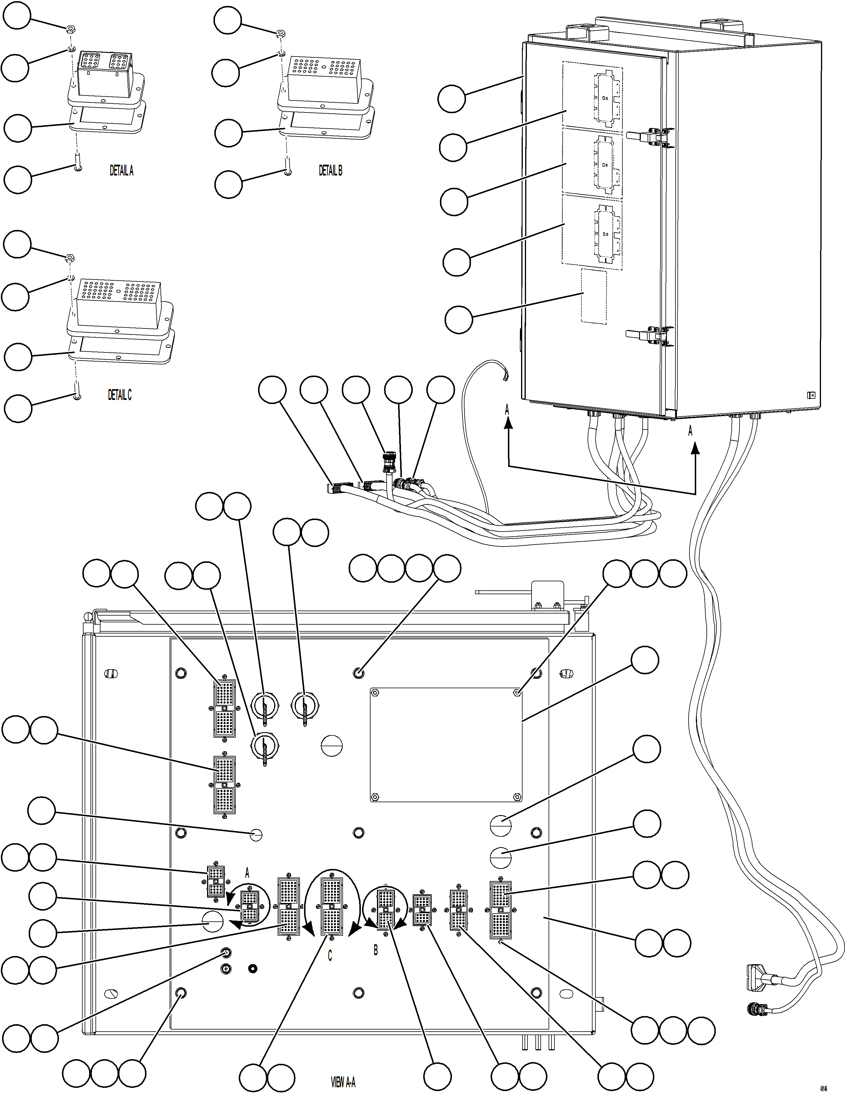 Komatsu parts book diagram for AFE57-KE 830E-1AC S/N A41140 - A41141  KBI: AUXILIARY CONTROL CABINET - CABLE CONNECTIONS