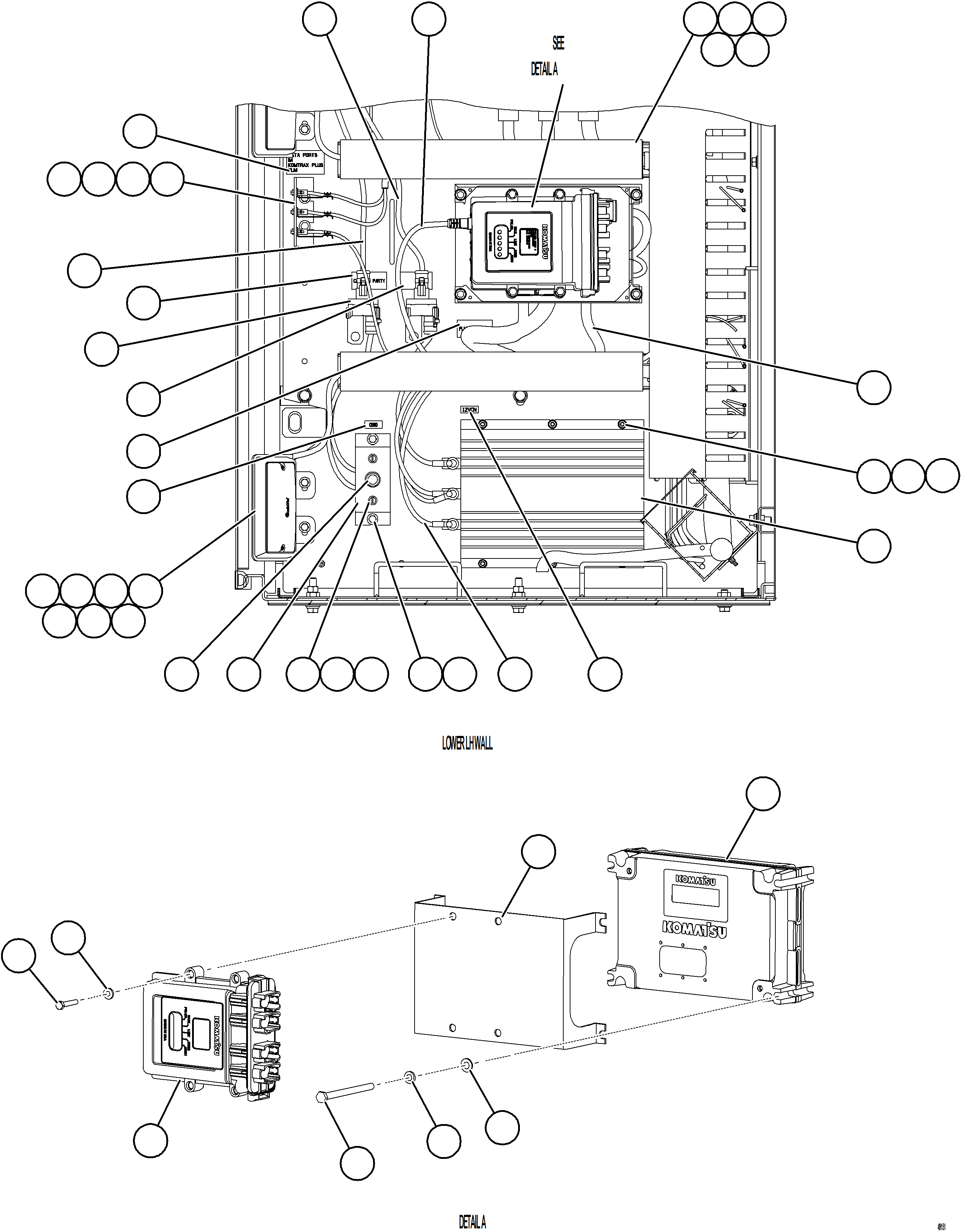 Komatsu parts book diagram for AFE57-KE 830E-1AC S/N A41140 - A41141  KBI: AUX CONTROL CABINET COMPONENTS - LH WALL    2/2