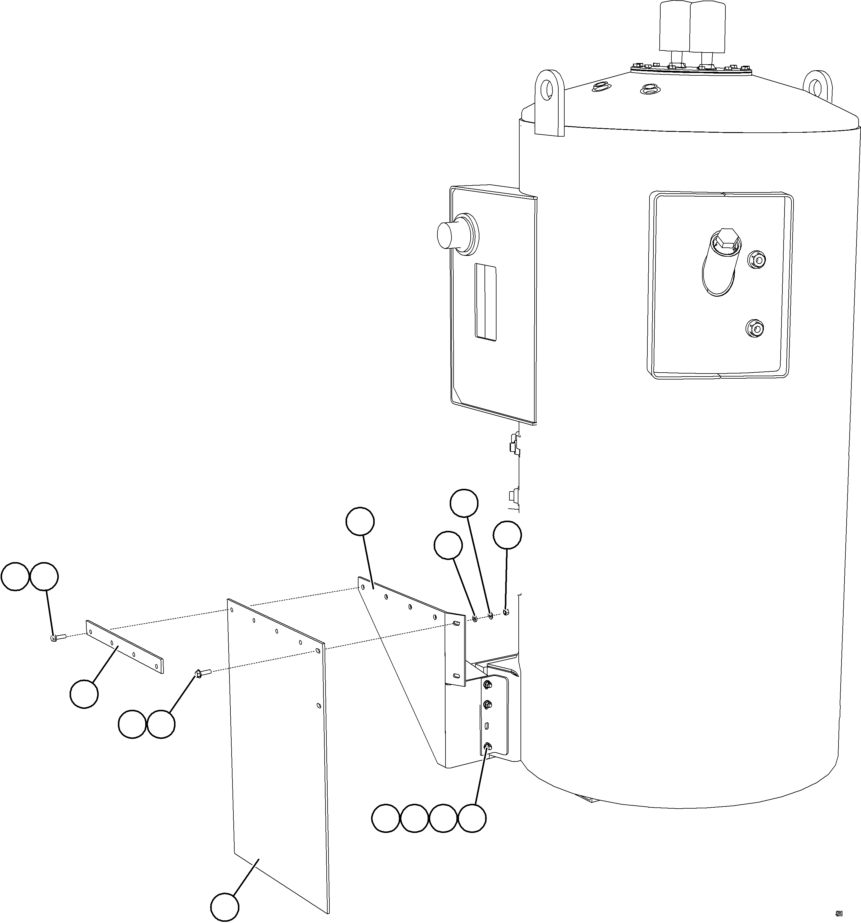 Komatsu parts book diagram for AFE57-KE 830E-1AC S/N A41140 - A41141  KBI: HYDRAULIC TANK MUD FLAPS    1/2