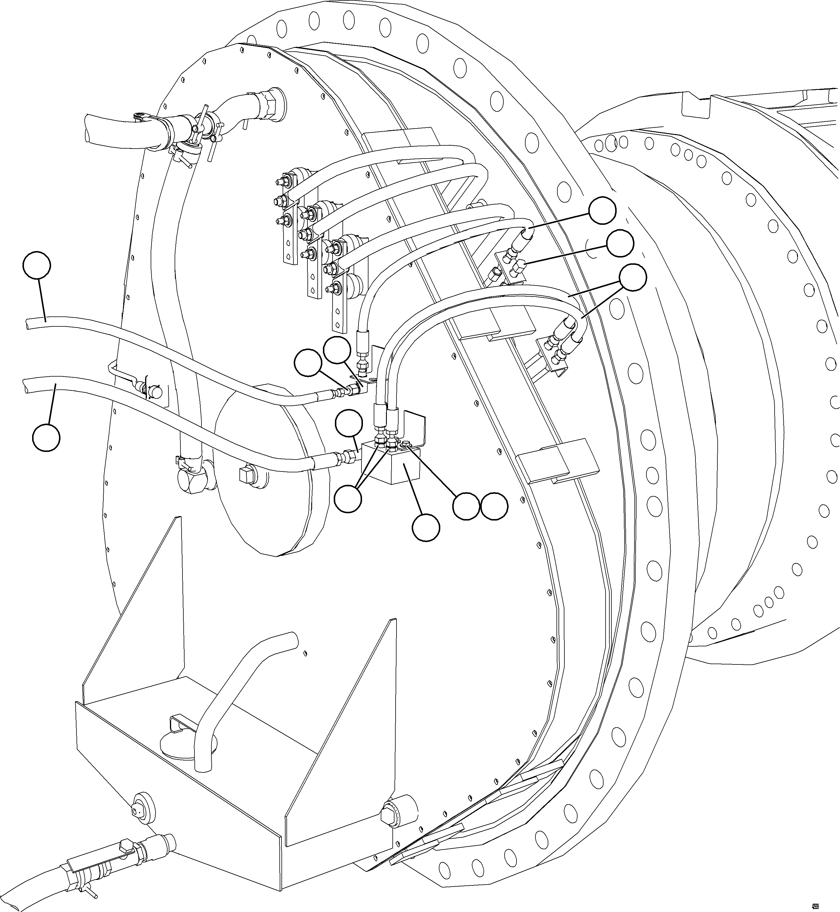Komatsu parts book diagram for AFE57-KE 830E-1AC S/N A41140 - A41141  KBI: REAR BRAKE PIPING    3/3