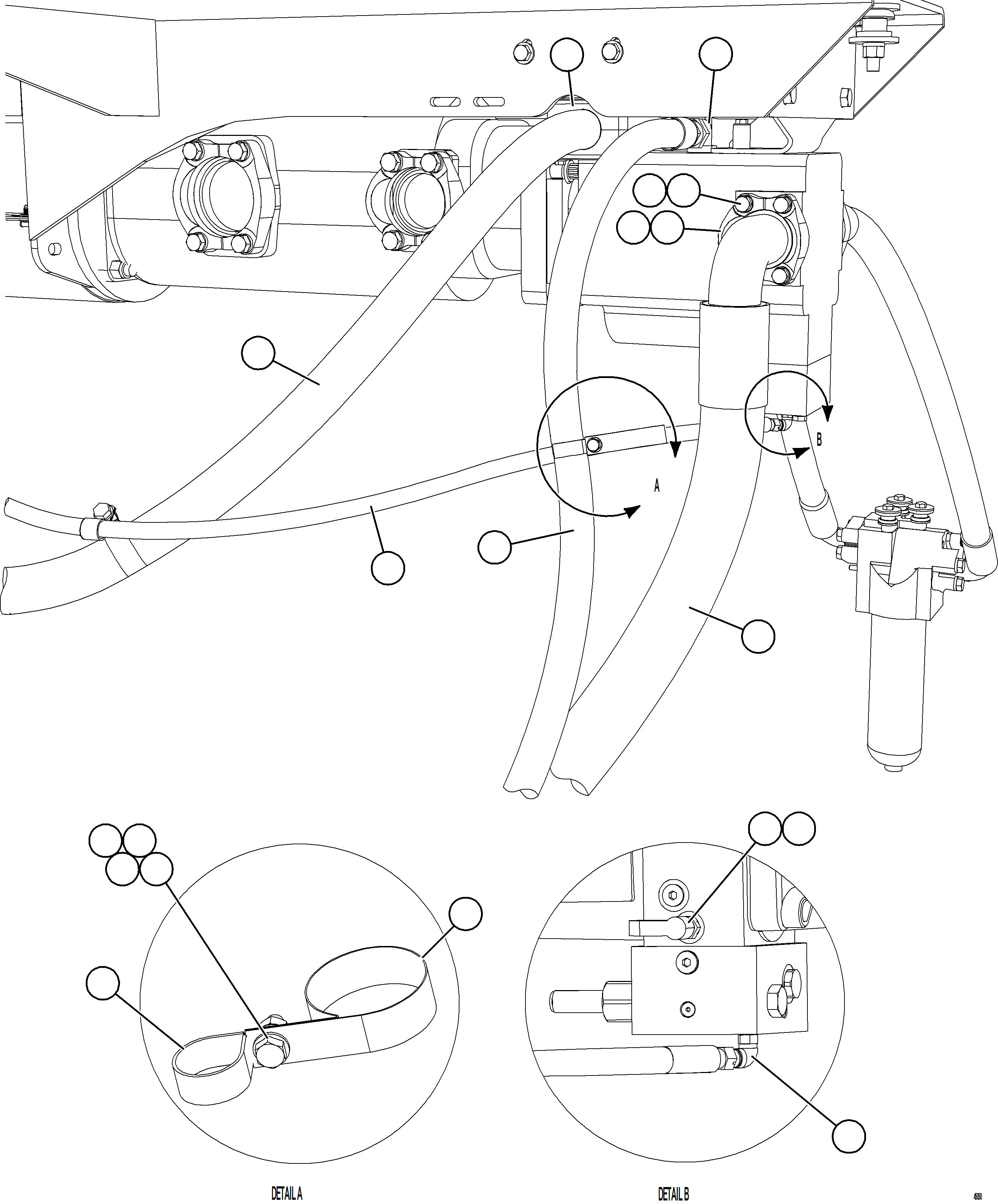 Komatsu parts book diagram for AFE57-KE 830E-1AC S/N A41140 - A41141  KBI: STEERING PUMP PIPING    1/2