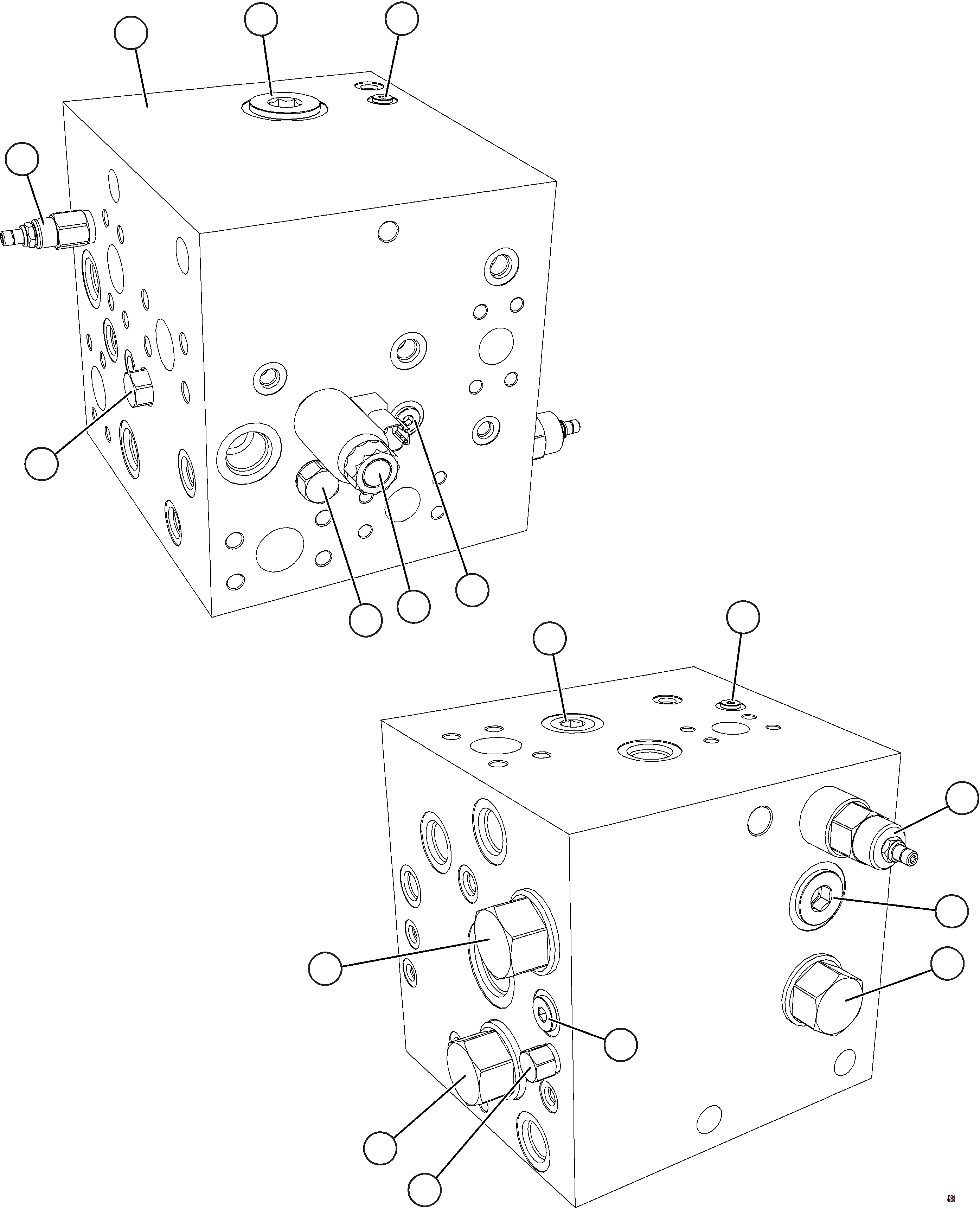 Komatsu parts book diagram for AFE57-KE 830E-1AC S/N A41140 - A41141  KBI: BLEEDDOWN MANIFOLD    58E-60-13000