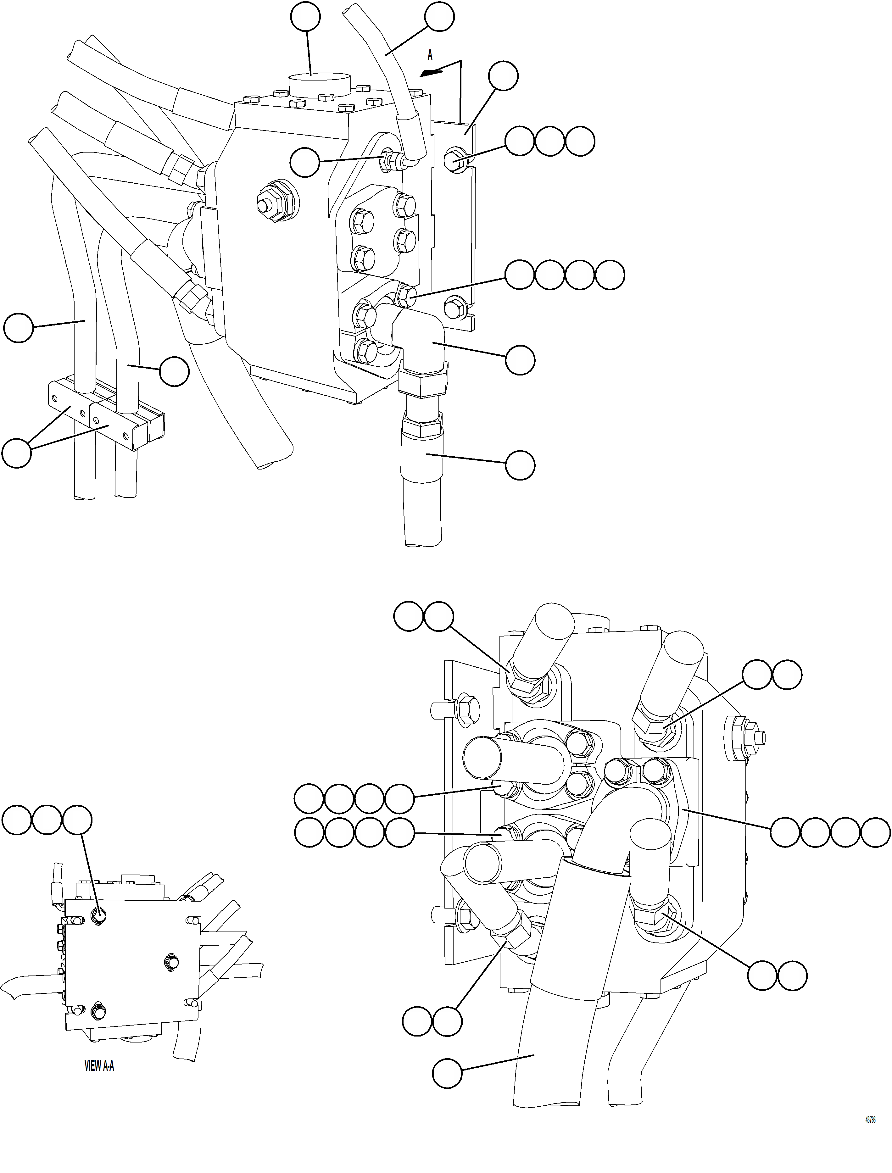 Komatsu parts book diagram for AFE57-KE 830E-1AC S/N A41140 - A41141  KBI: FLOW AMPLIFIER PIPING