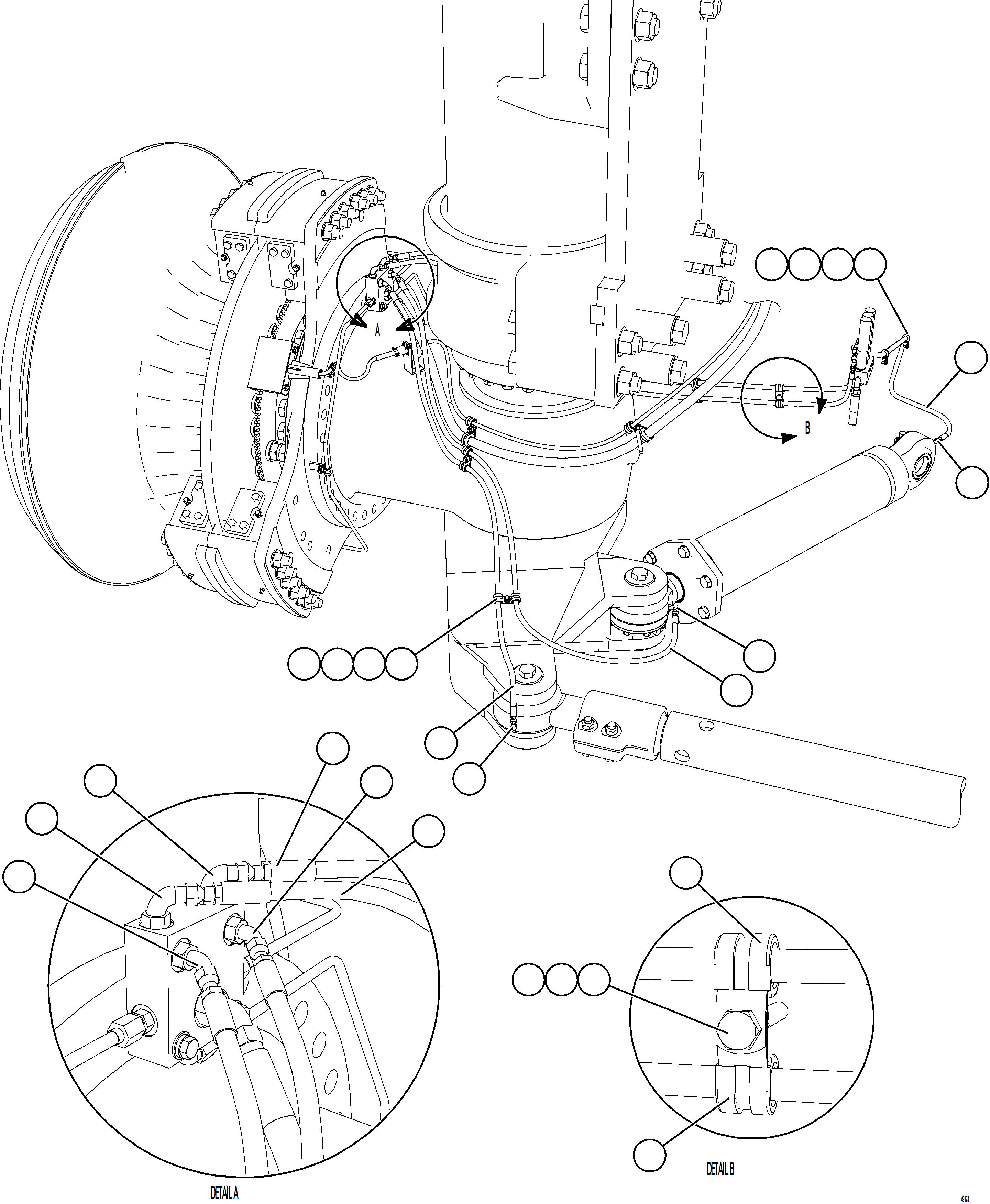 Komatsu parts book diagram for AFE57-KE 830E-1AC S/N A41140 - A41141  KBI: AUTOMATIC LUBRICATION - STEERING