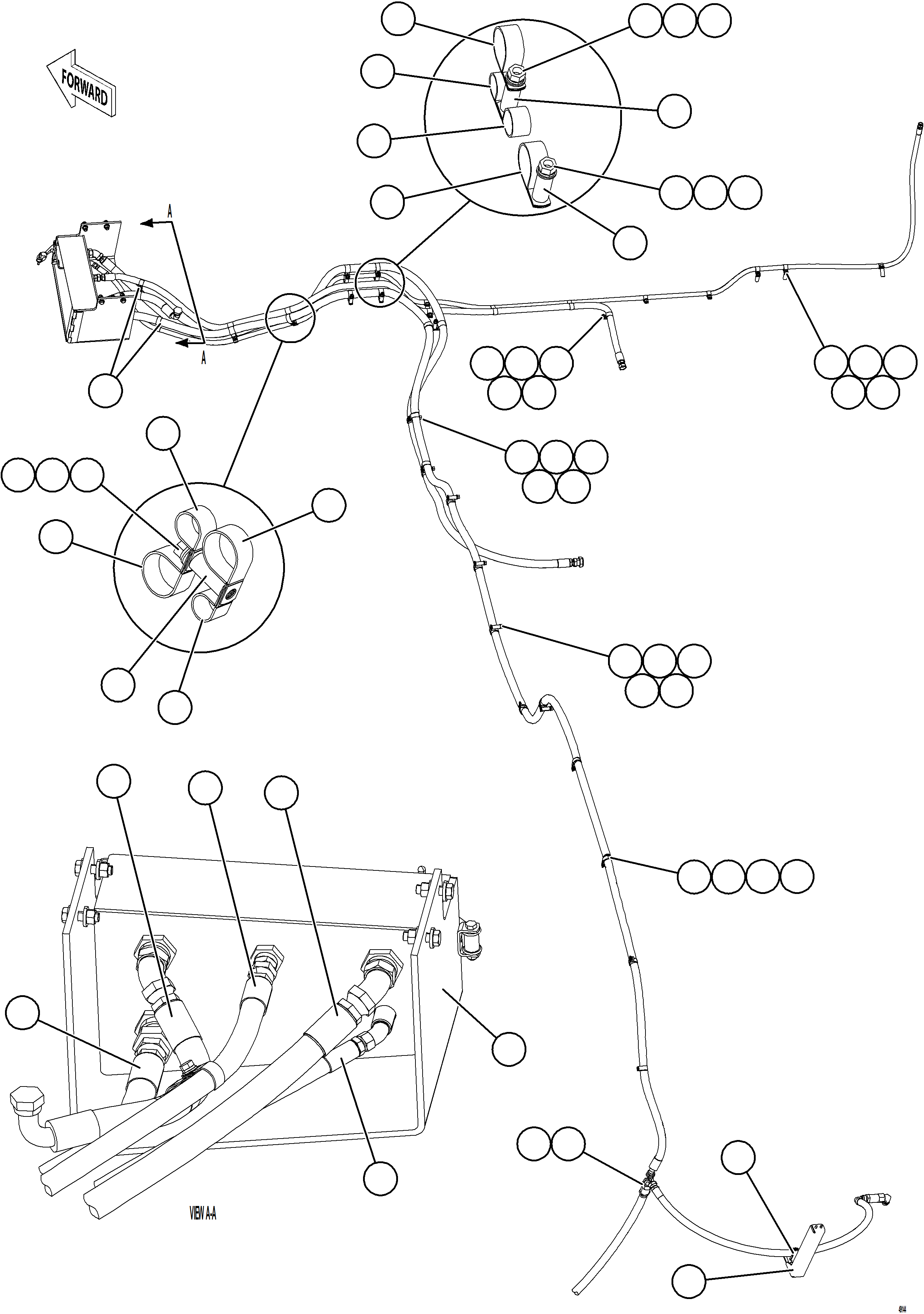 Komatsu parts book diagram for AFE57-KE 830E-1AC S/N A41140 - A41141  KBI: SERVICE CENTER PIPING    3/3