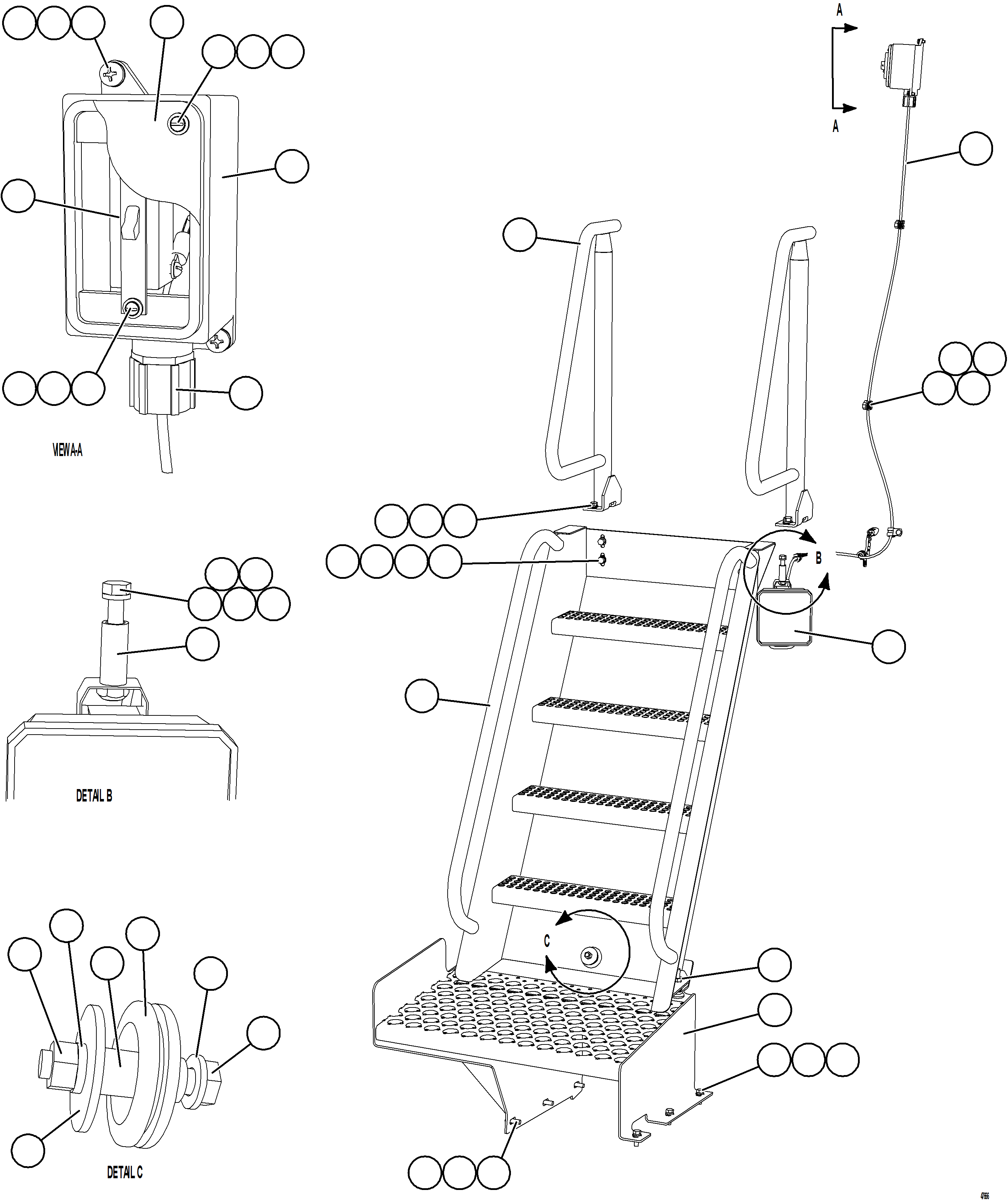 Komatsu parts book diagram for AFE57-KE 830E-1AC S/N A41140 - A41141  KBI: REAR ACCESS LADDER & LIGHT