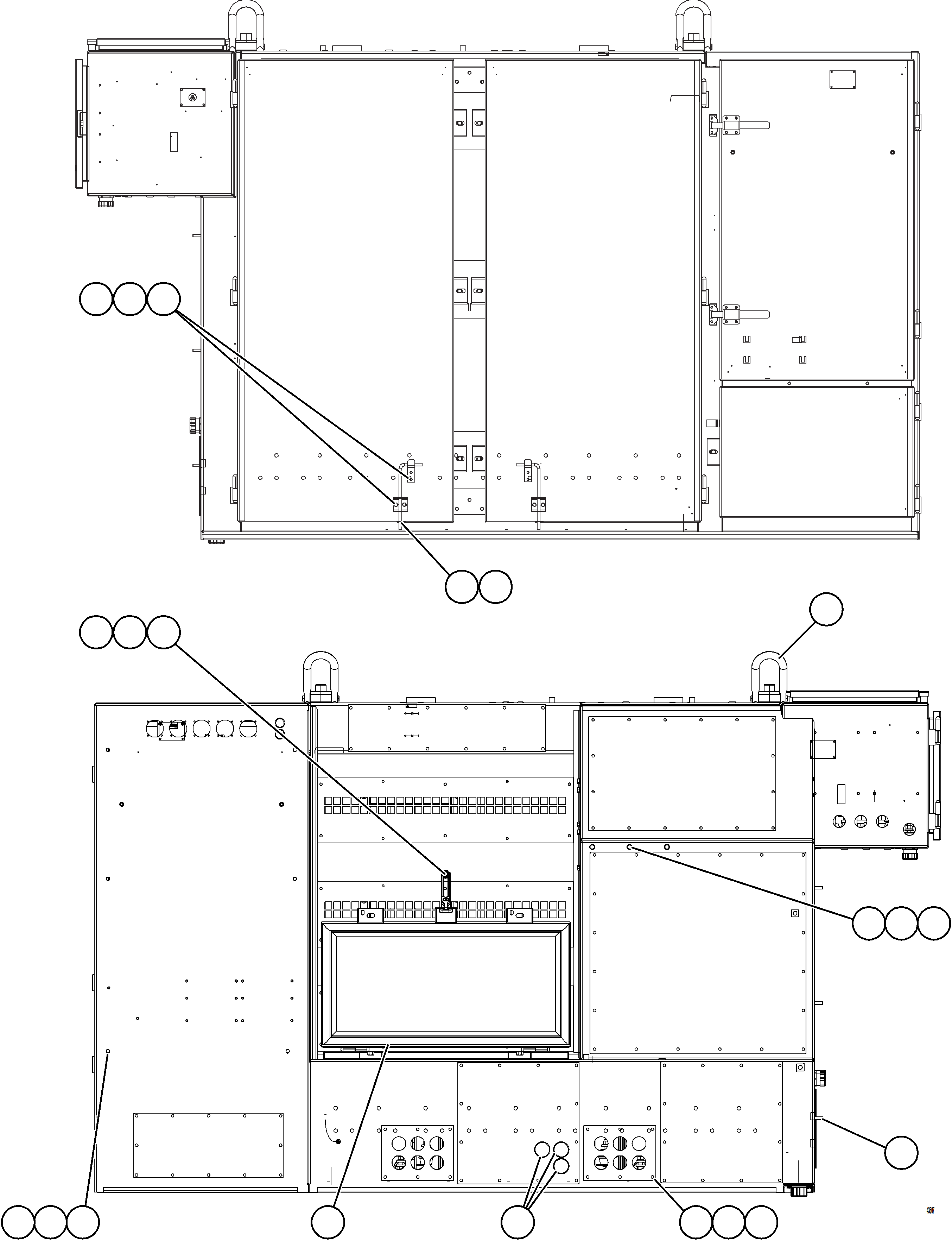 Komatsu parts book diagram for AFE57-KE 830E-1AC S/N A41140 - A41141  KBI: CONTROL CABINET - EXTERIOR    58E-43-00022