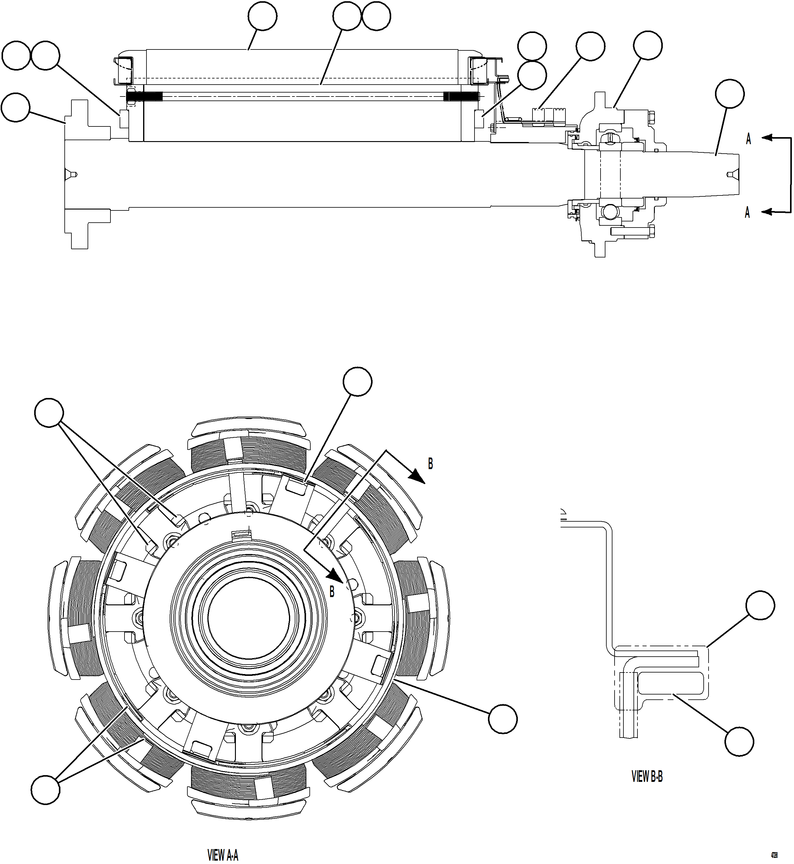 Komatsu parts book diagram for AFE57-KE 830E-1AC S/N A41140 - A41141  KBI: ALTERNATOR - ROTOR ASSEMBLY    58D-43-00790