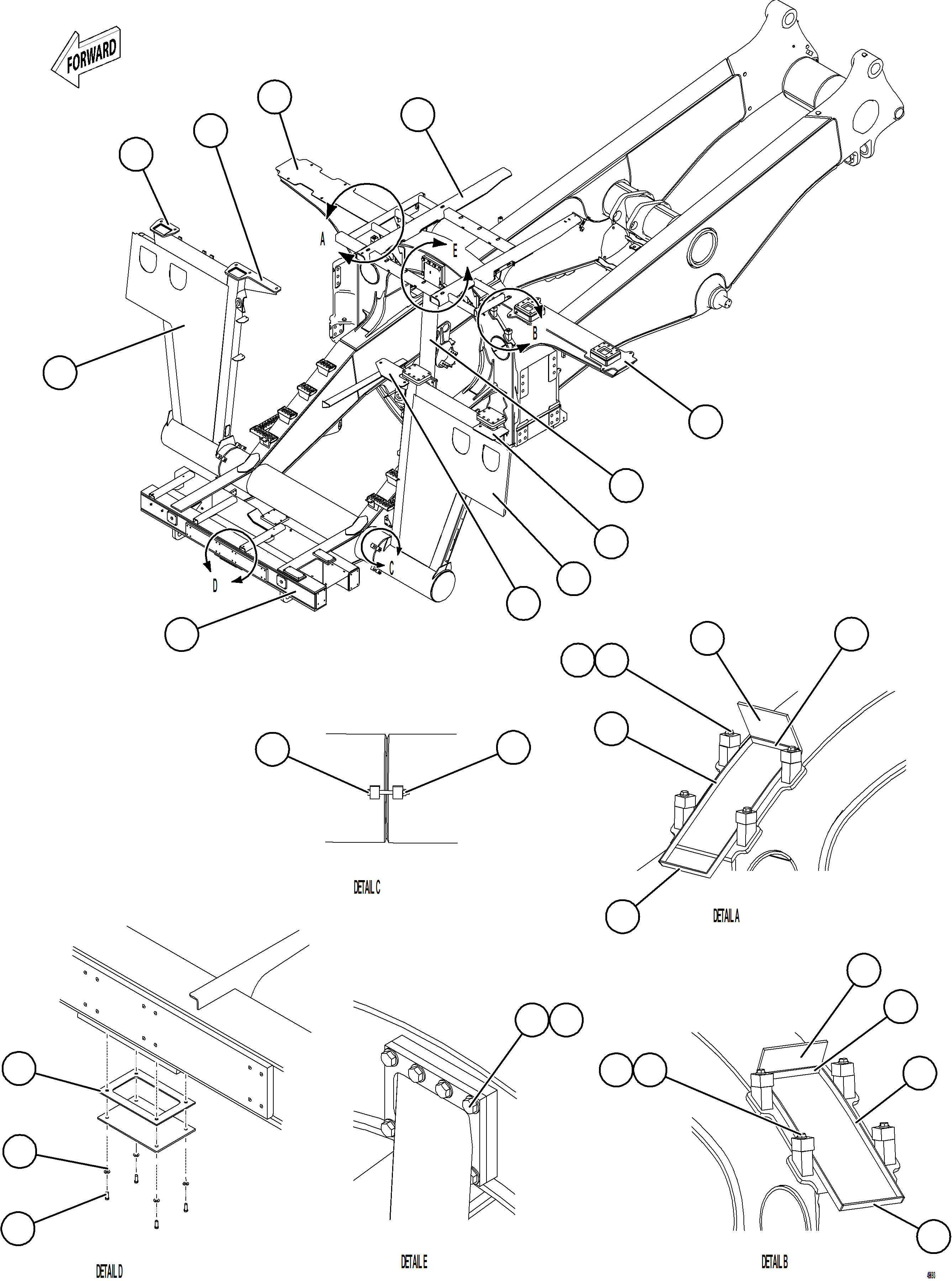 Komatsu parts book diagram for AFE57-KF 830E-1AC S/N A41142  MODERN MACHINERY: FRAME & UPRIGHTS