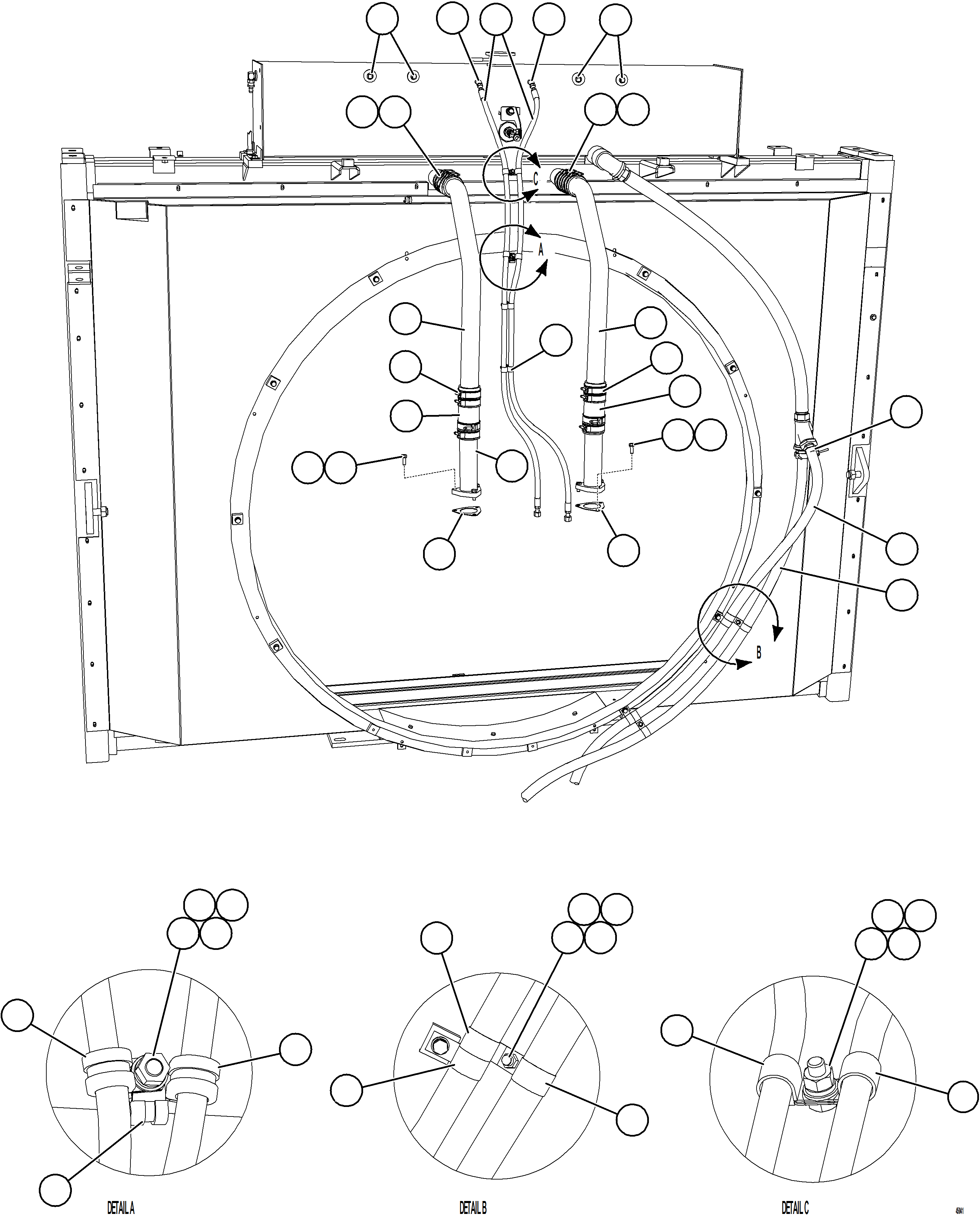 Komatsu parts book diagram for AFE57-KF 830E-1AC S/N A41142  MODERN MACHINERY: COOLING SYSTEM PIPING    1/3