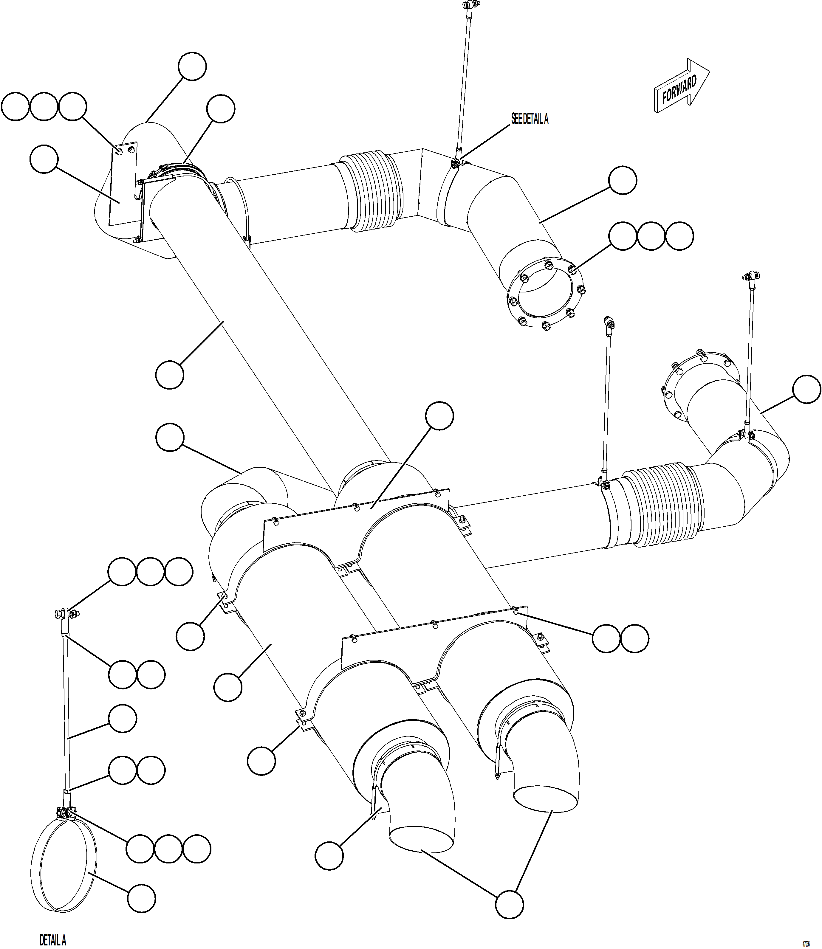 Komatsu parts book diagram for AFE57-KF 830E-1AC S/N A41142  MODERN MACHINERY: EXHAUST PIPING