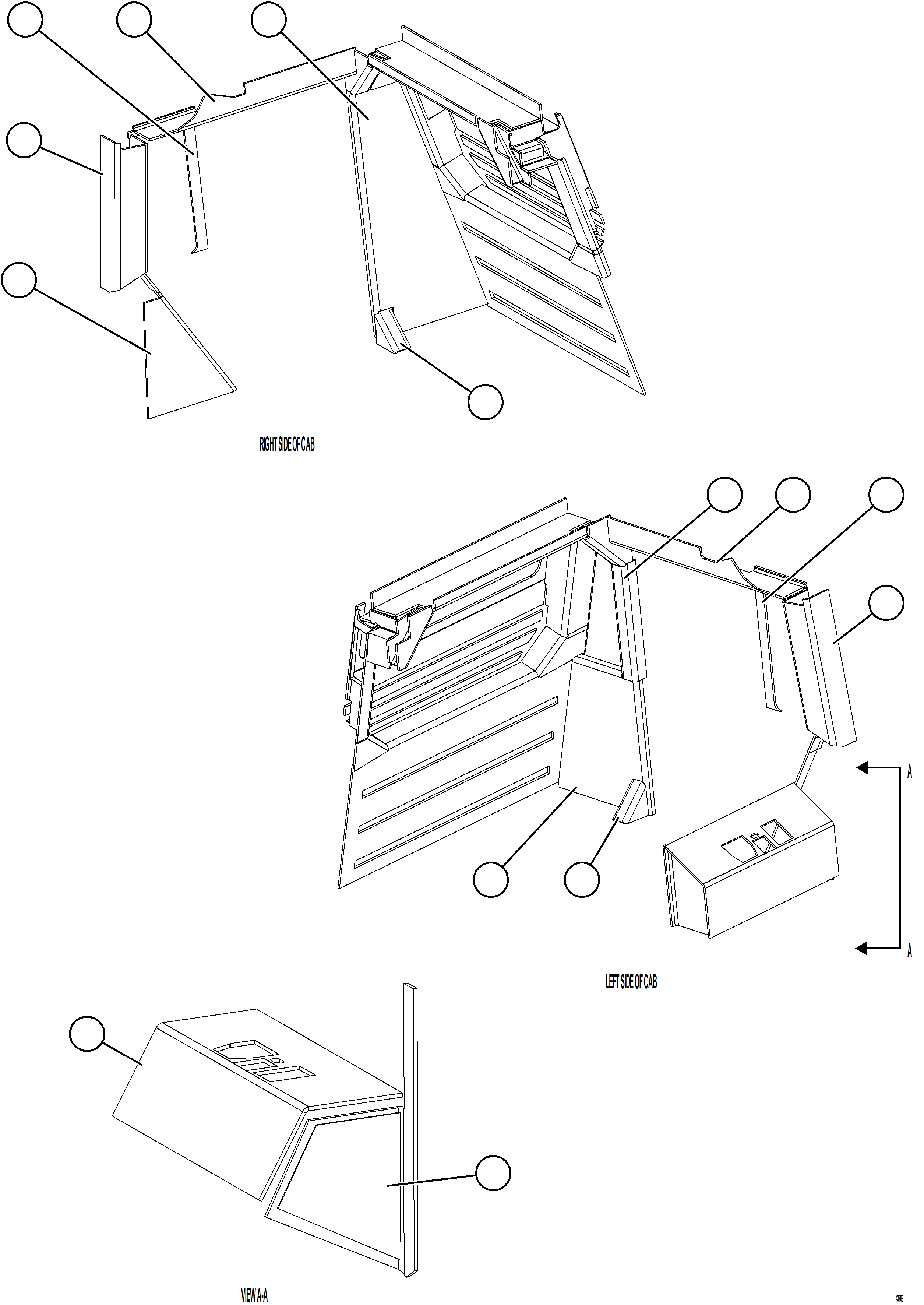 Komatsu parts book diagram for AFE57-KF 830E-1AC S/N A41142  MODERN MACHINERY: CAB VINYL    2/2