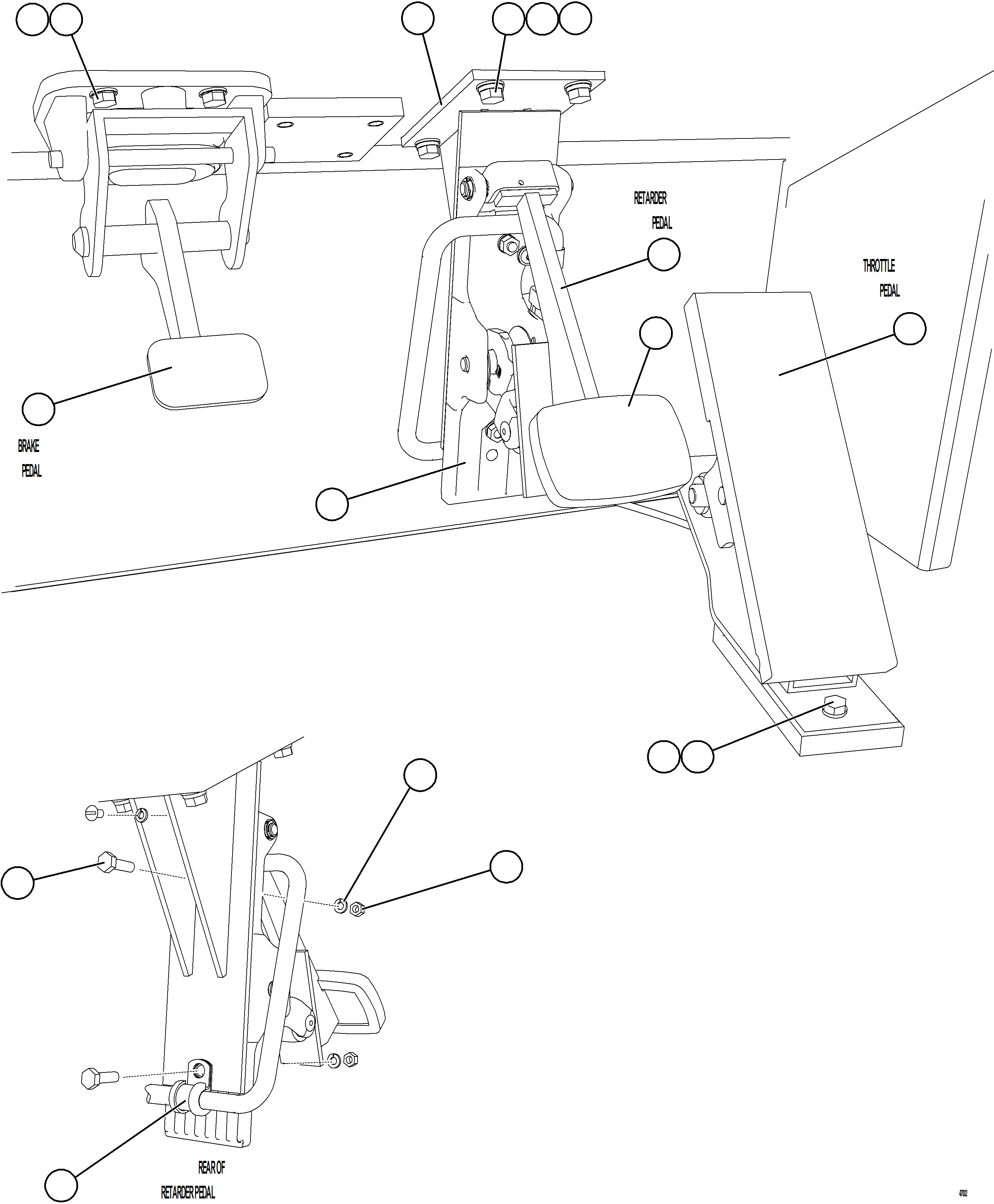 Komatsu parts book diagram for AFE57-KF 830E-1AC S/N A41142  MODERN MACHINERY: PEDAL INSTALLATION