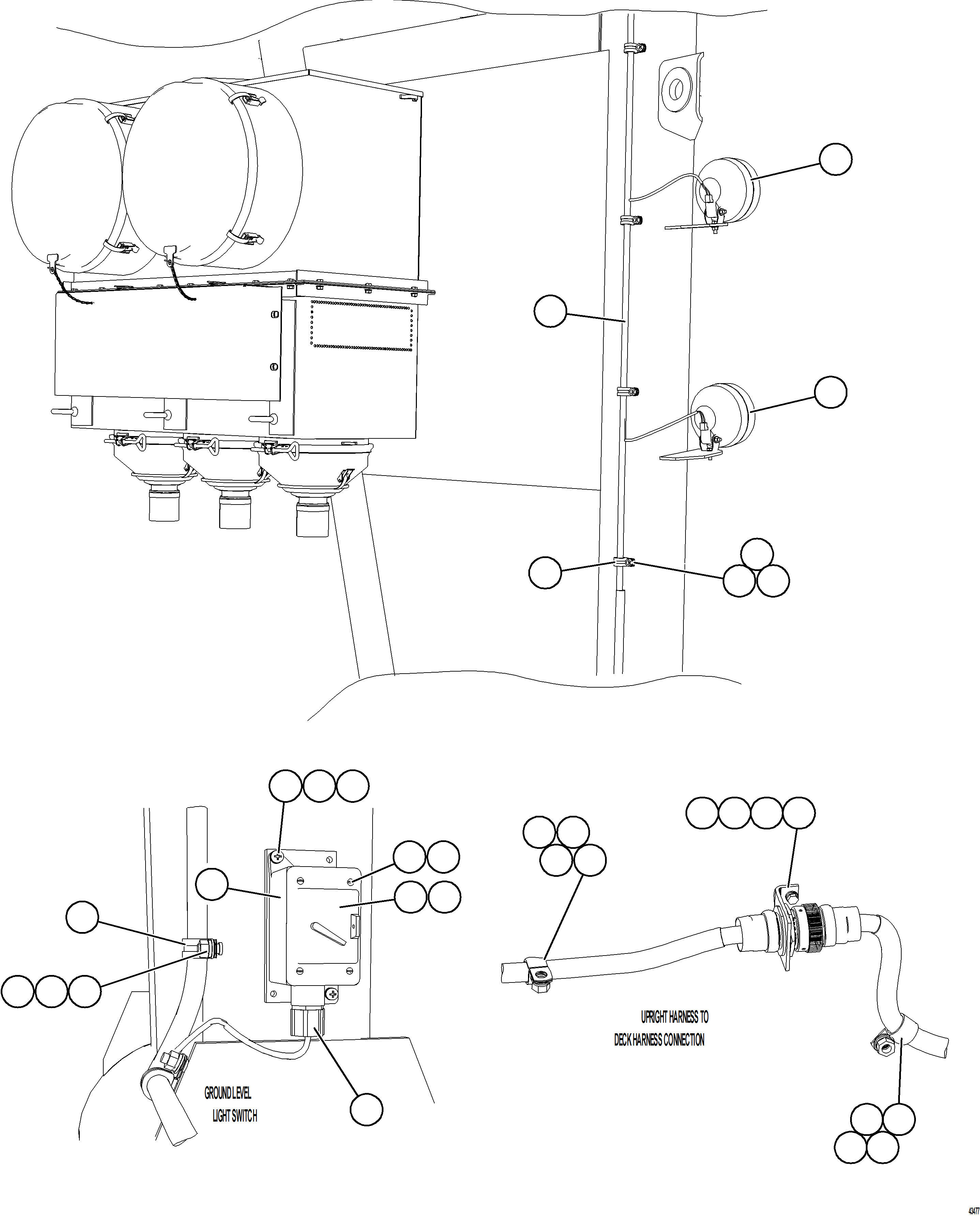 Komatsu parts book diagram for AFE57-KF 830E-1AC S/N A41142  MODERN MACHINERY: RH UPRIGHT SERVICE LIGHTS
