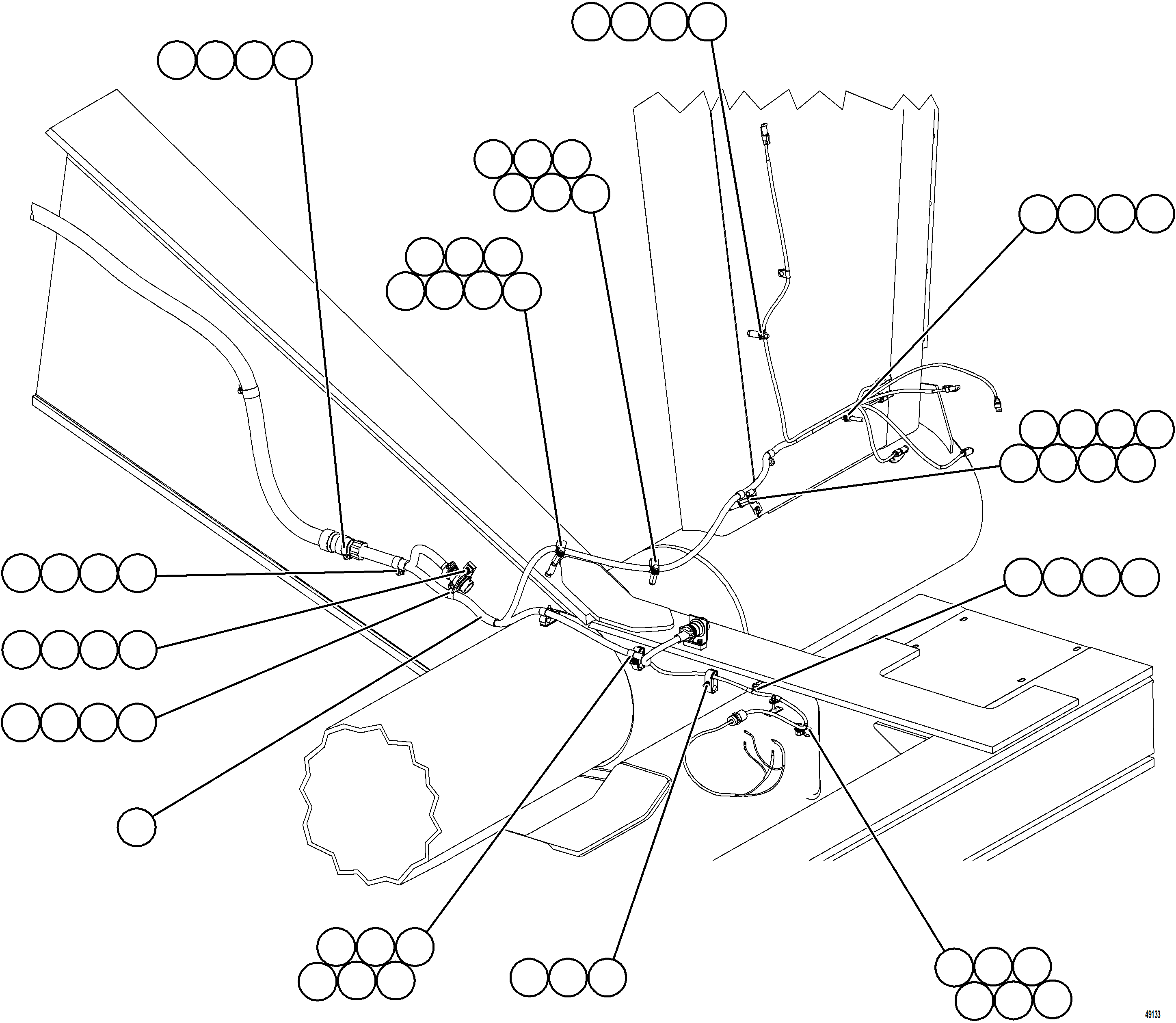 Komatsu parts book diagram for AFE57-KF 830E-1AC S/N A41142  MODERN MACHINERY: LH FRAME RAIL WIRING    1/2