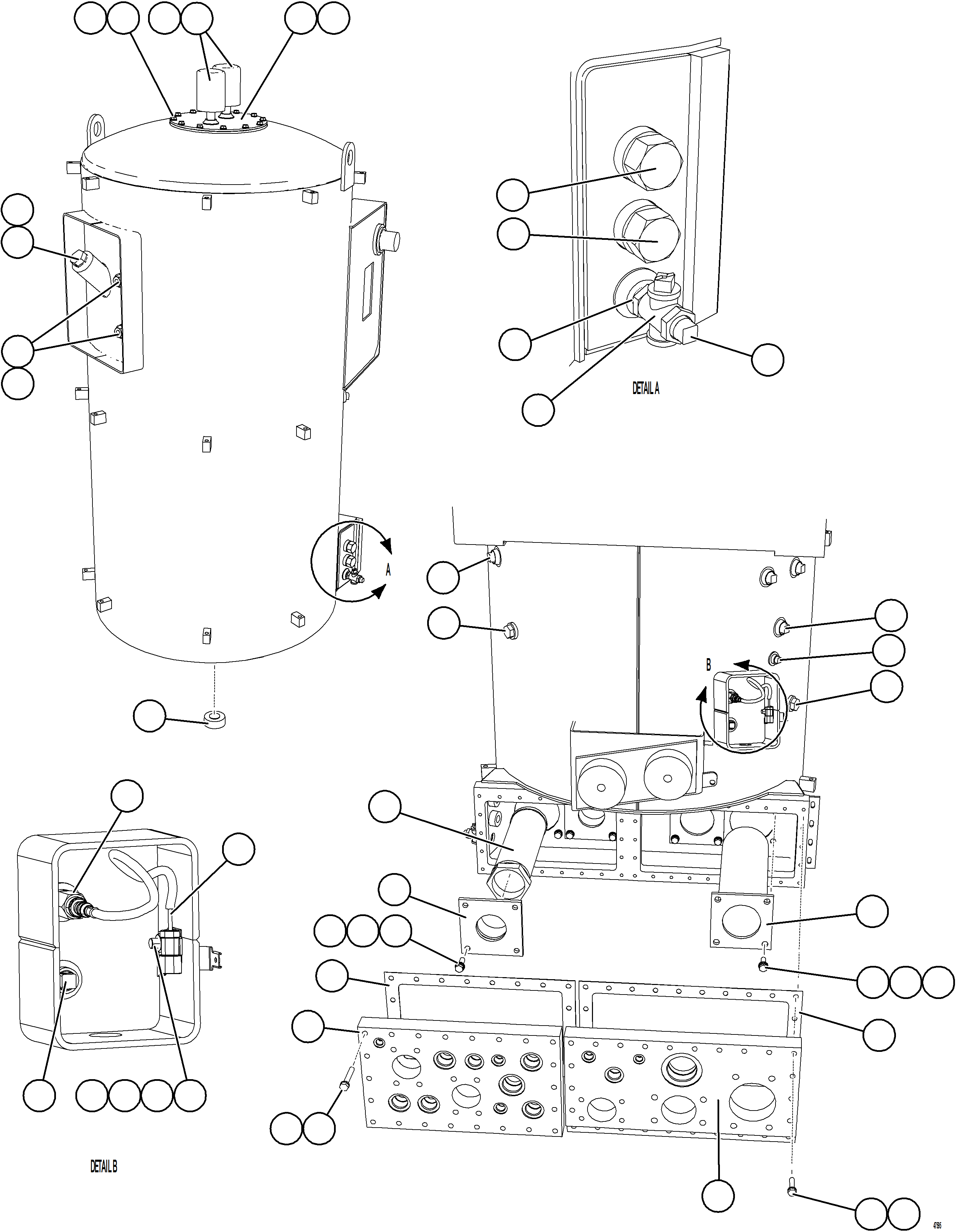 Komatsu parts book diagram for AFE57-KF 830E-1AC S/N A41142  MODERN MACHINERY: HYDRAULIC TANK ASSEMBLY