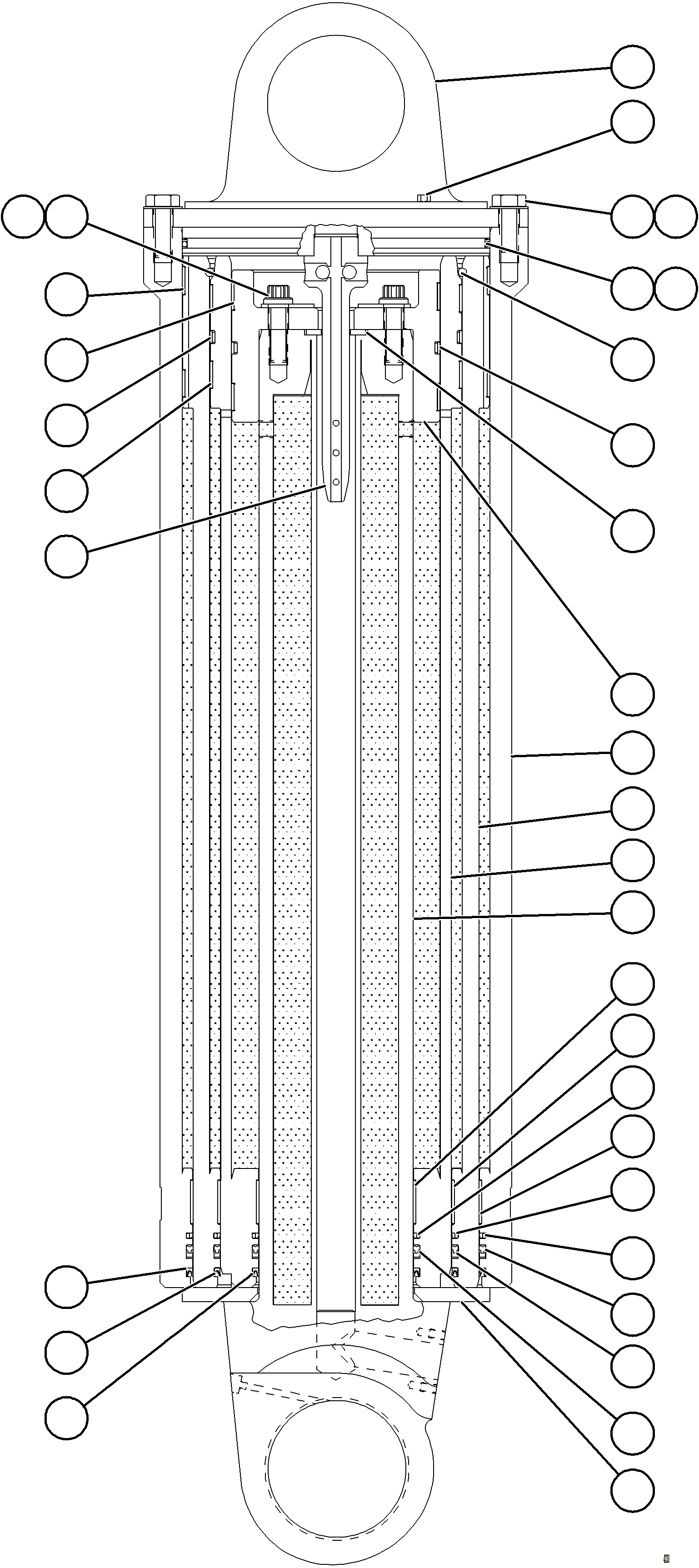Komatsu parts book diagram for AFE57-KF 830E-1AC S/N A41142  MODERN MACHINERY: HOIST CYLINDER ASSEMBLY    EM8354