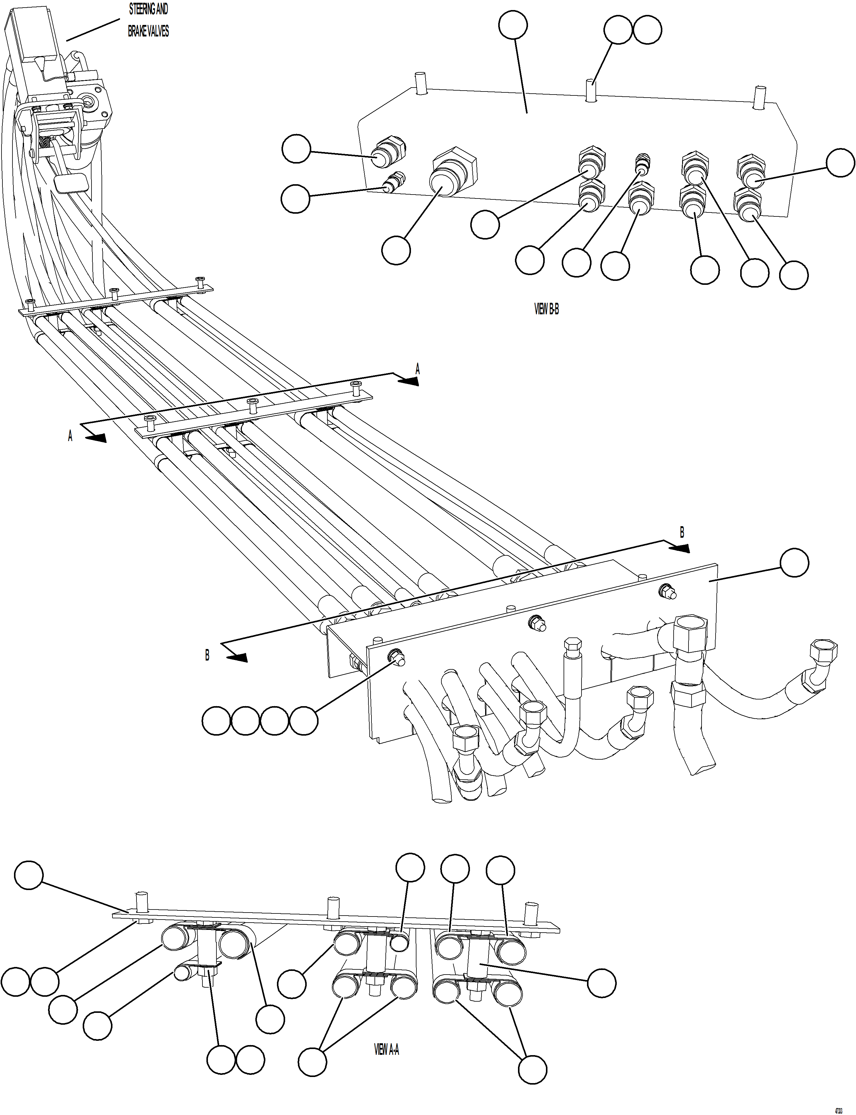 Komatsu parts book diagram for AFE57-KF 830E-1AC S/N A41142  MODERN MACHINERY: CAB PIPING    1/2