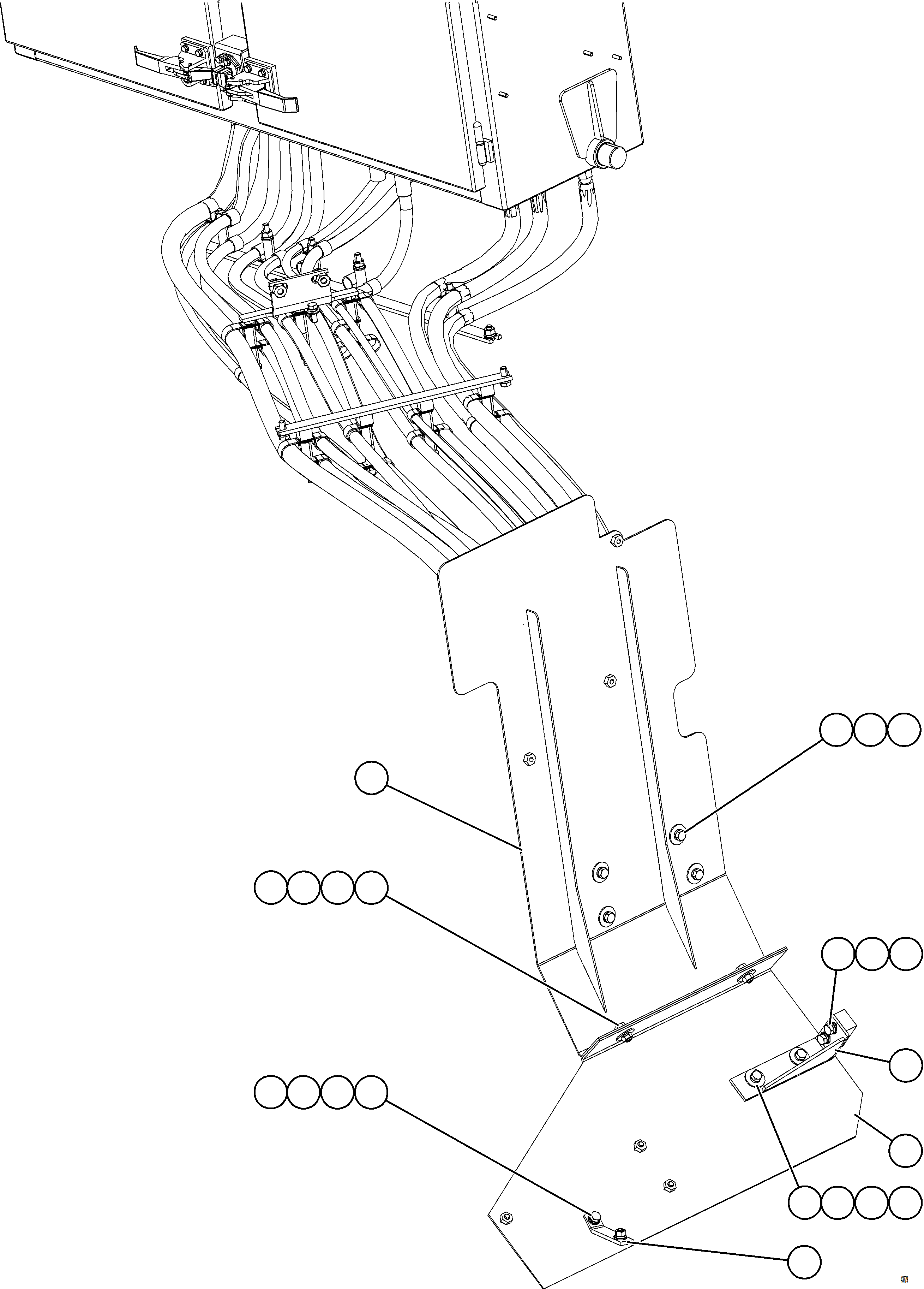 Komatsu parts book diagram for AFE57-KF 830E-1AC S/N A41142  MODERN MACHINERY: BRAKE CABINET HOSE SHIELDS