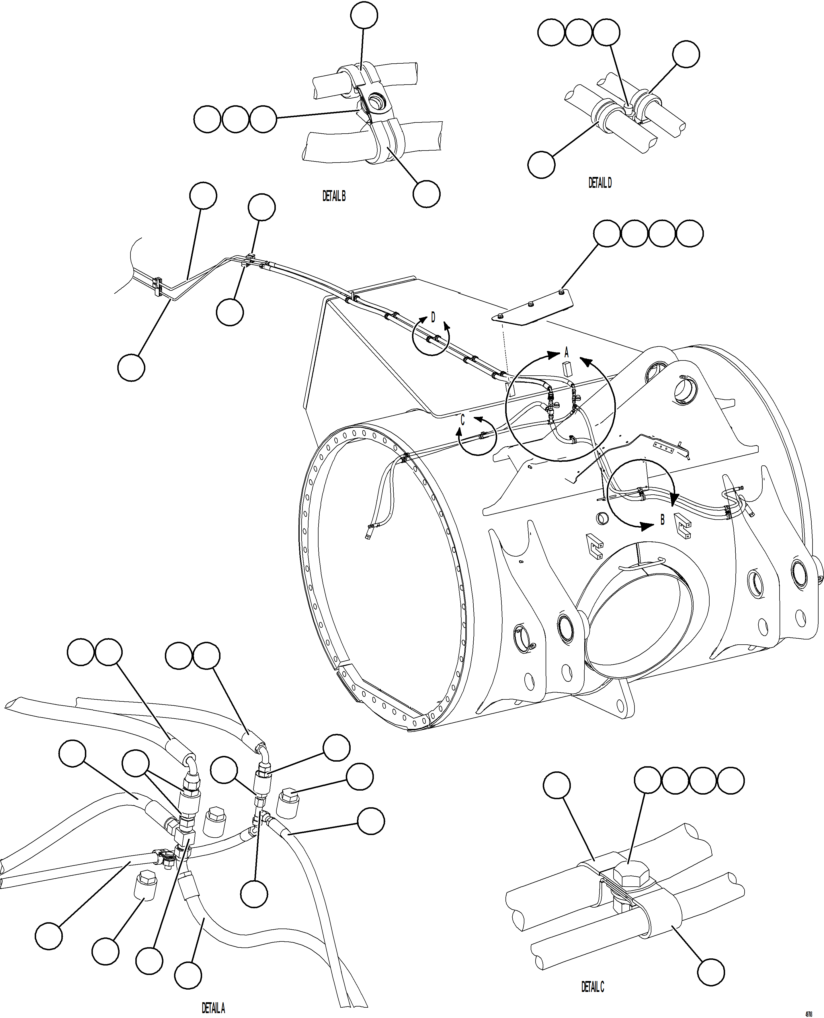 Komatsu parts book diagram for AFE57-KF 830E-1AC S/N A41142  MODERN MACHINERY: REAR BRAKE PIPING    2/3