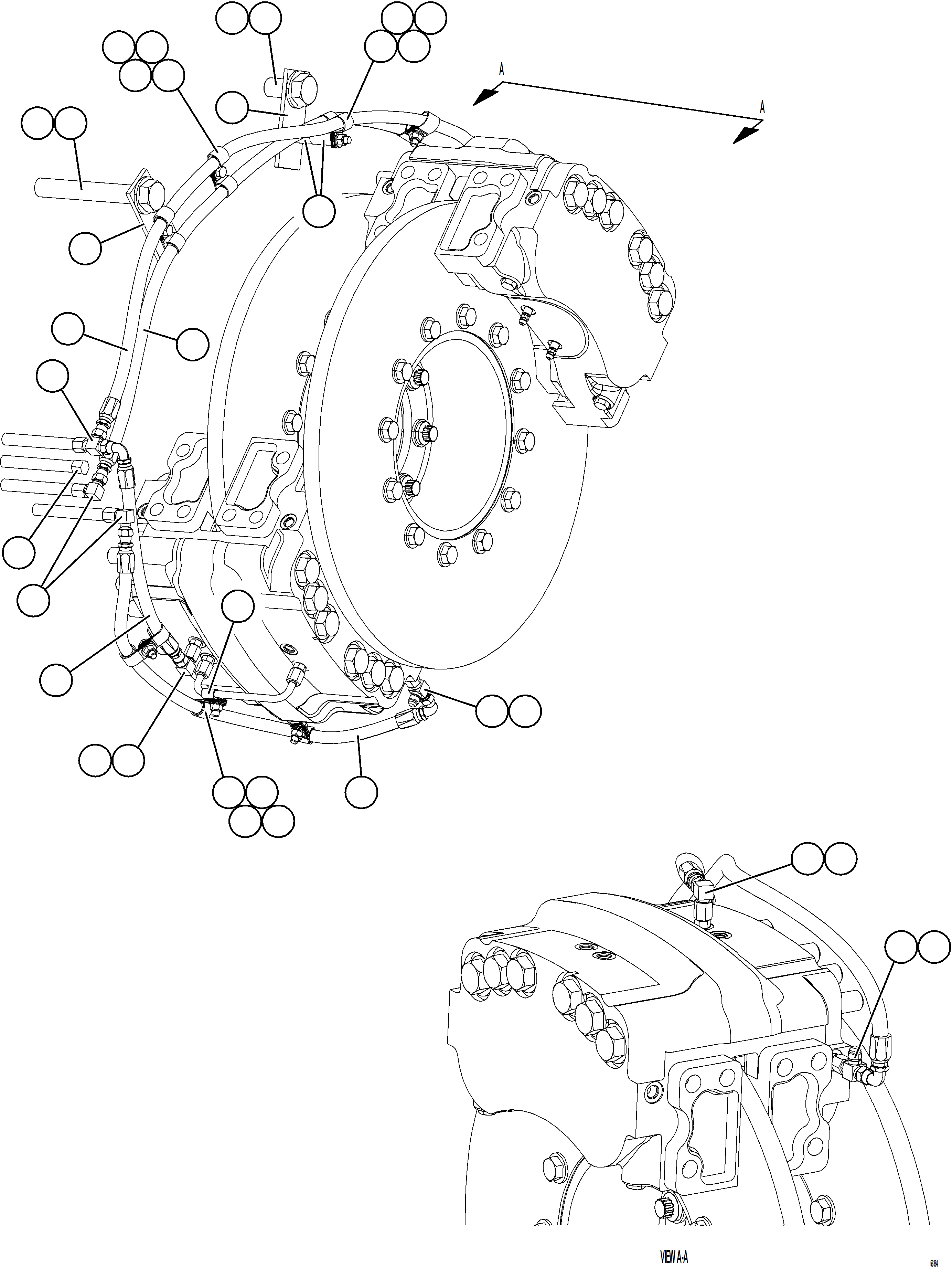 Komatsu parts book diagram for AFE57-KF 830E-1AC S/N A41142  MODERN MACHINERY: REAR DISC & PARKING BRAKE PIPING