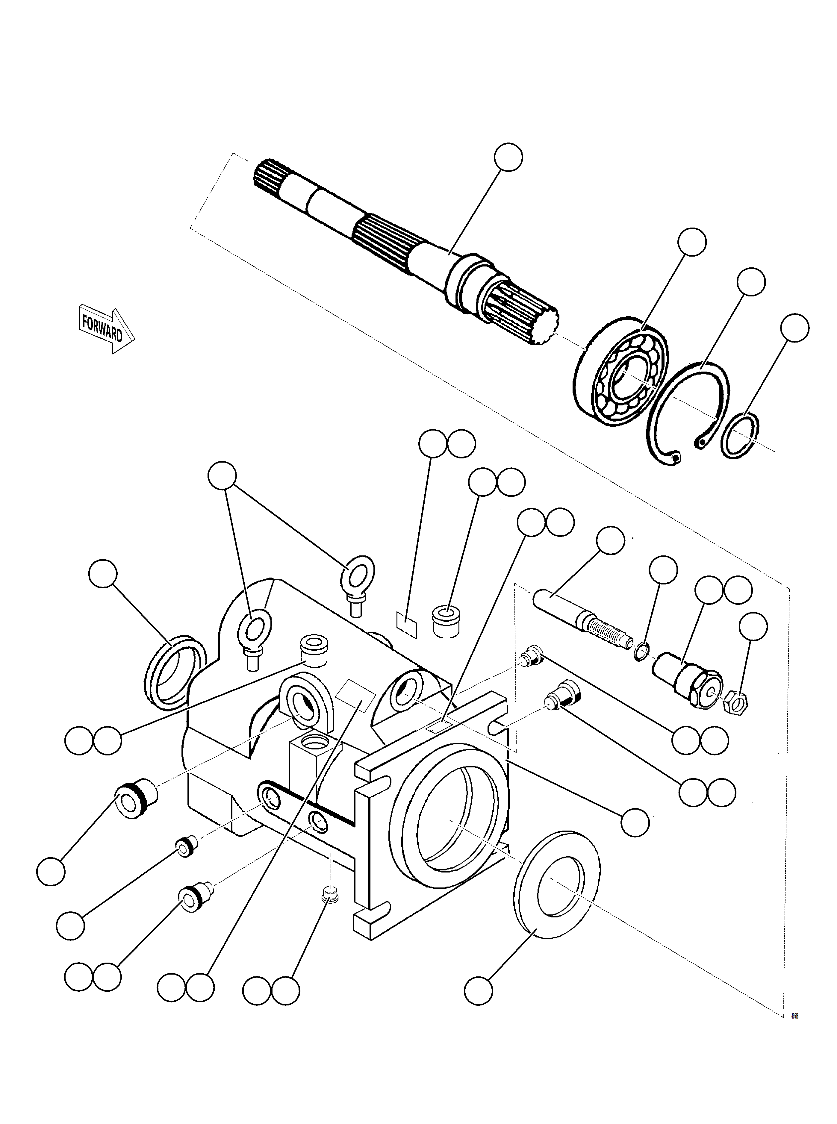 Komatsu parts book diagram for AFE57-KF 830E-1AC S/N A41142  MODERN MACHINERY: STEERING PUMP HOUSING (FRONT)    58B-60-00081