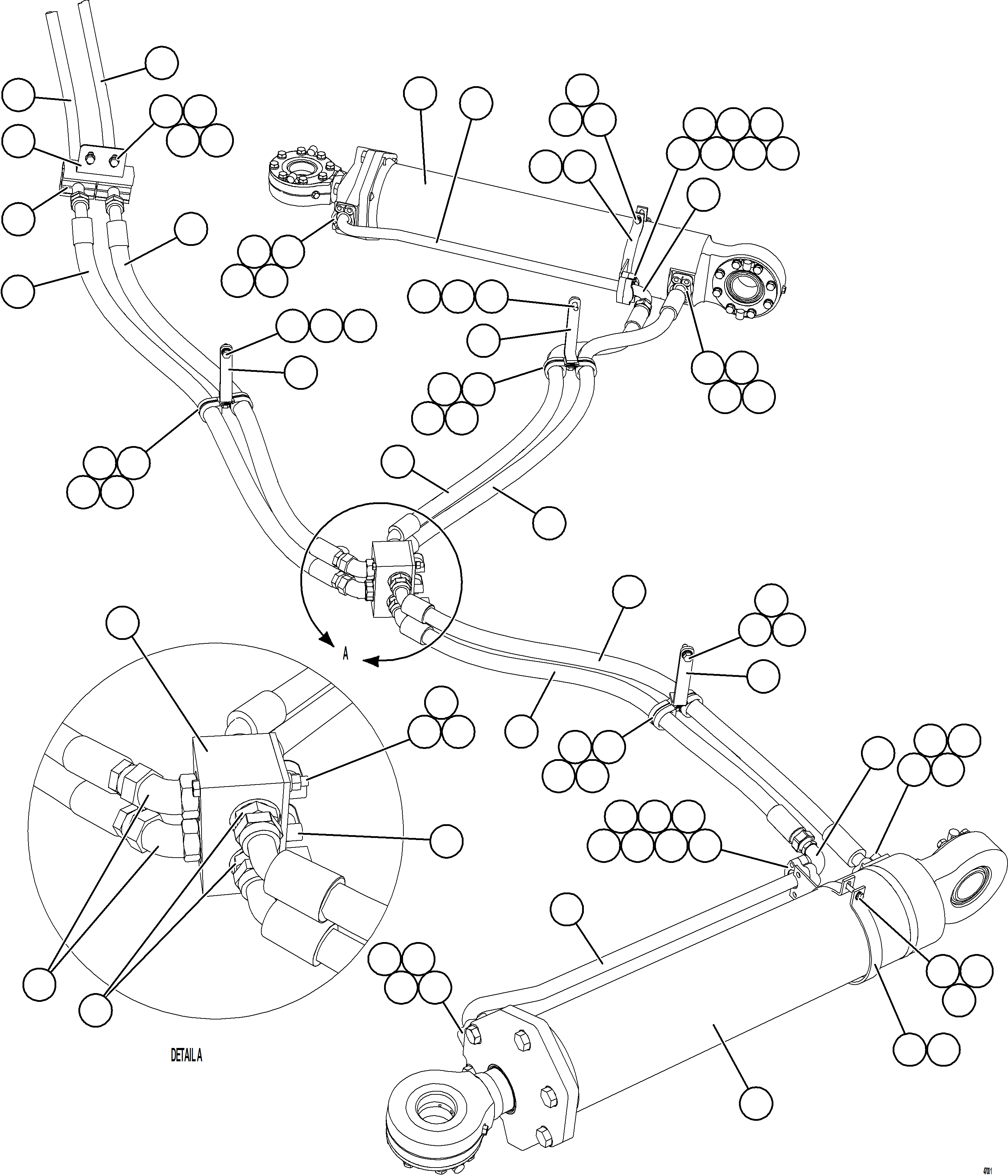 Komatsu parts book diagram for AFE57-KF 830E-1AC S/N A41142  MODERN MACHINERY: STEERING CYLINDER PIPING