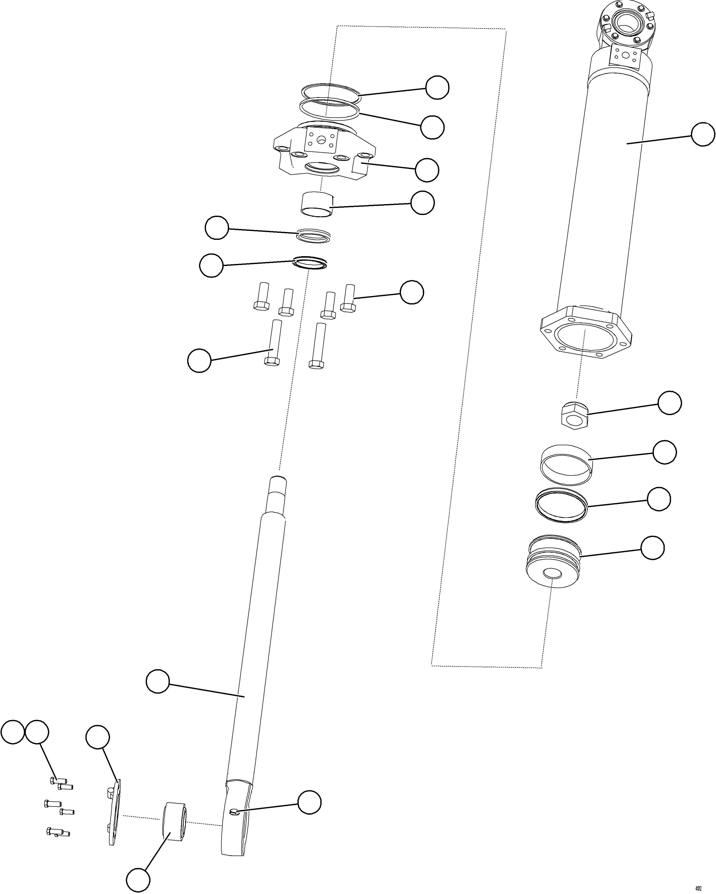 Komatsu parts book diagram for AFE57-KF 830E-1AC S/N A41142  MODERN MACHINERY: STEERING CYLINDER AND BEARINGS