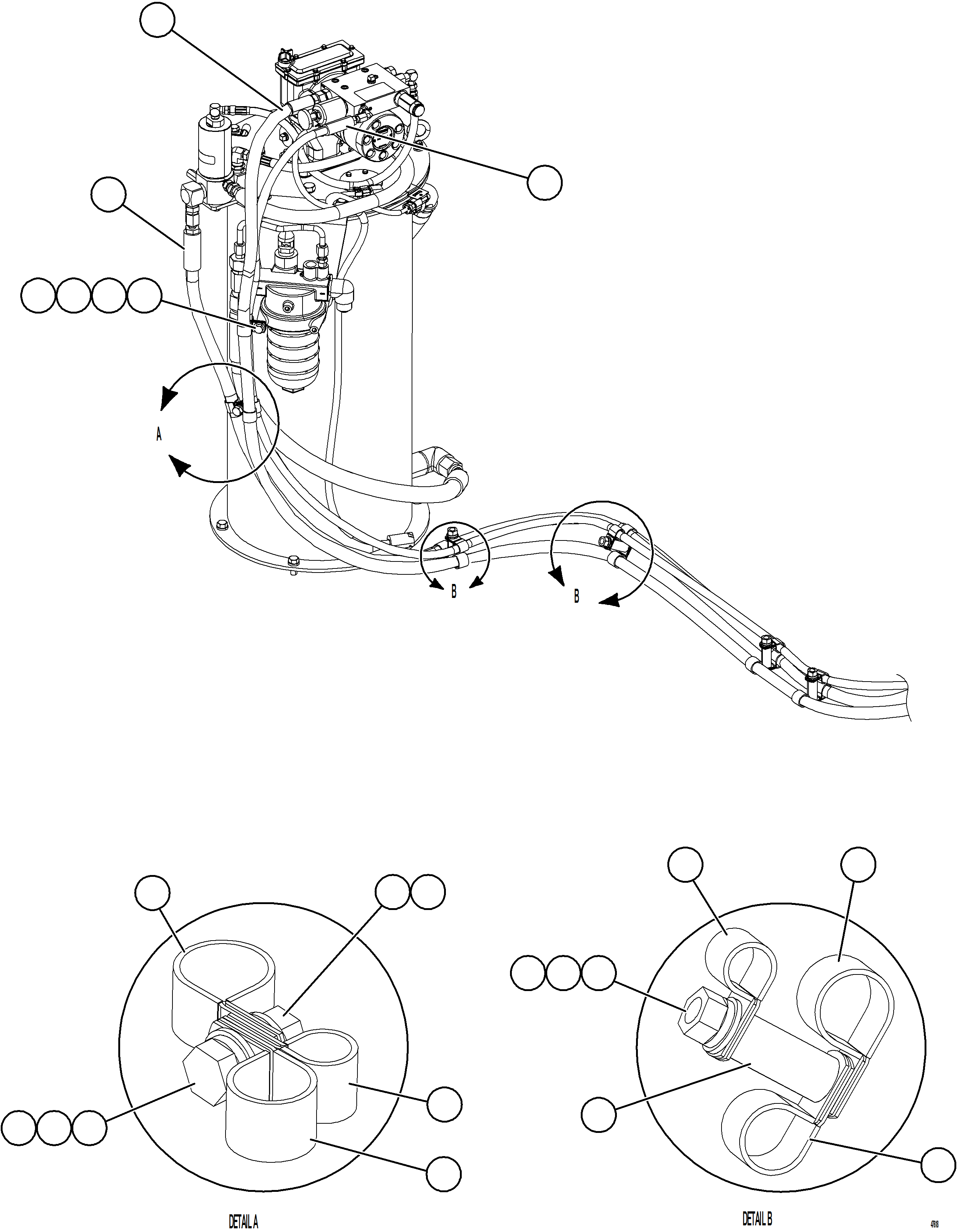 Komatsu parts book diagram for AFE57-KF 830E-1AC S/N A41142  MODERN MACHINERY: AUTOMATIC LUBRICATION - PUMP PIPING    1/2