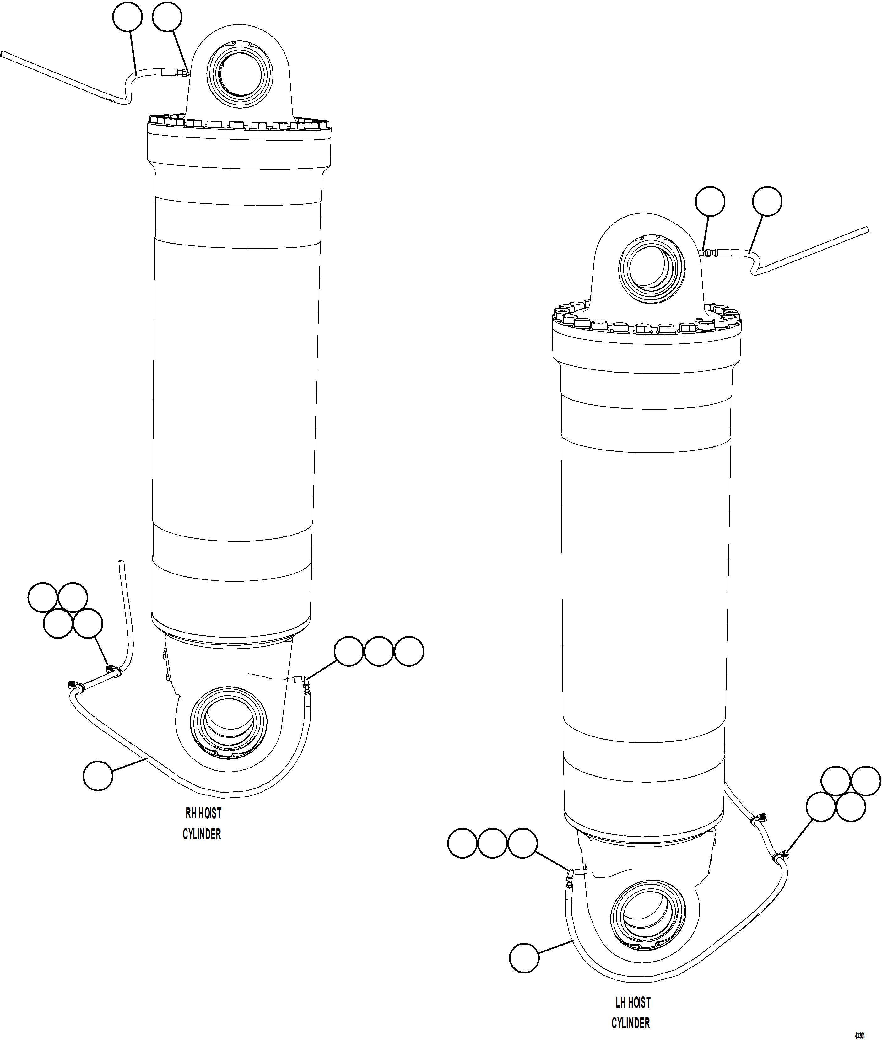 Komatsu parts book diagram for AFE57-KF 830E-1AC S/N A41142  MODERN MACHINERY: AUTOMATIC LUBRICATION - HOIST CYLINDERS