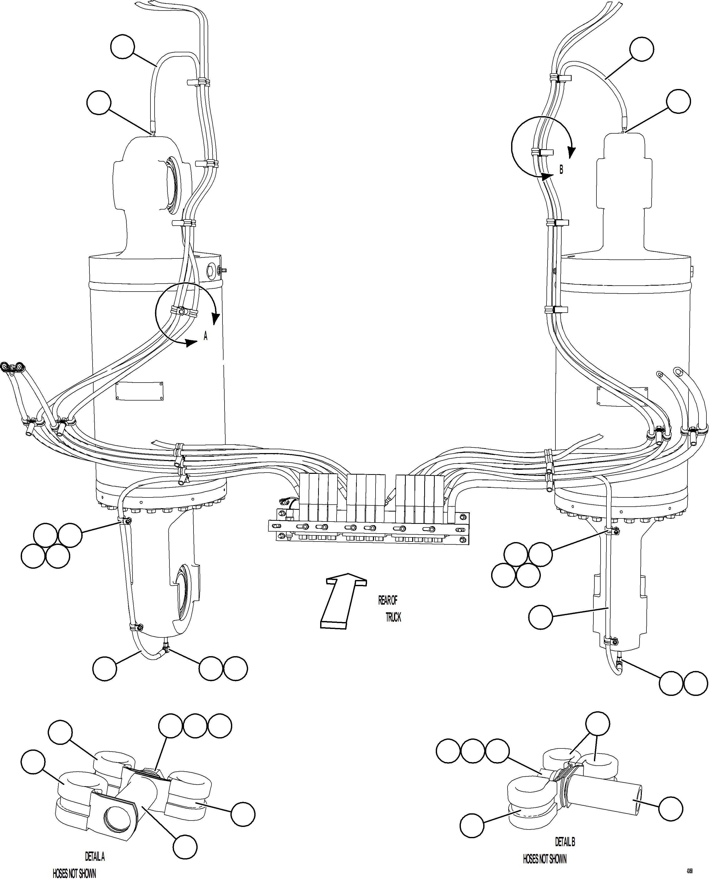 Komatsu parts book diagram for AFE57-KF 830E-1AC S/N A41142  MODERN MACHINERY: AUTOMATIC LUBRICATION - REAR SUSPENSIONS