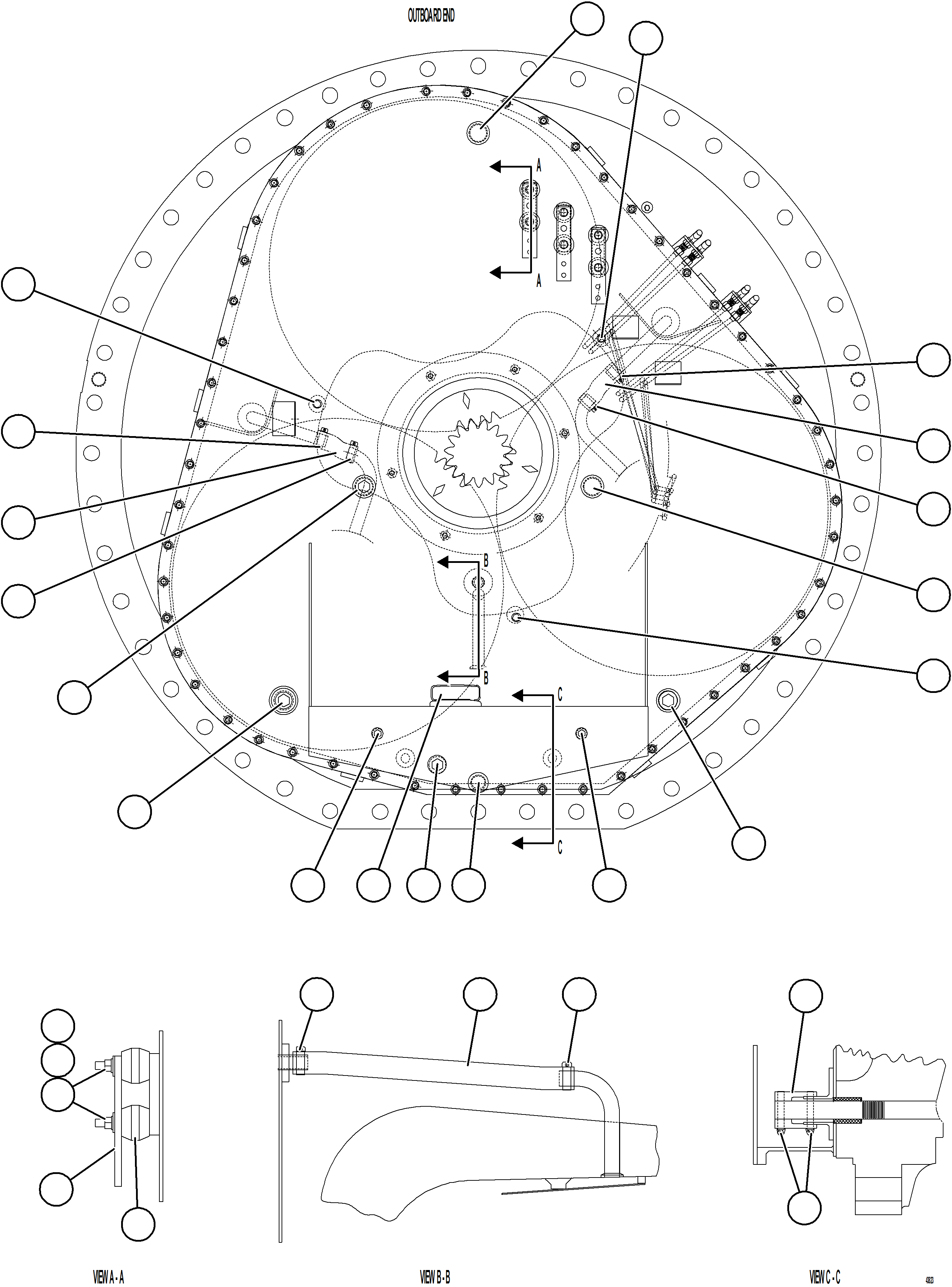 Komatsu parts book diagram for AFE57-KF 830E-1AC S/N A41142  MODERN MACHINERY: WHEEL MOTOR    7/9    58E-30-10091