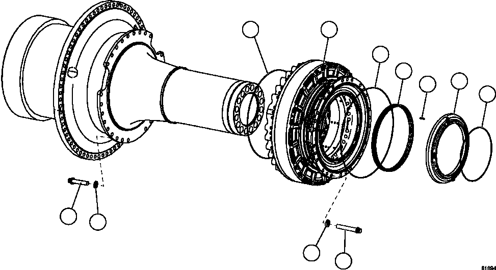 Komatsu parts book diagram for AFE59-FJ 930E-4 S/N A31661, A31664 - A31665, A31677 - A31679, A31698, A31700, A31704, A31718, A31720 & A31724  CASSERONES: REAR BRAKE MOUNTING