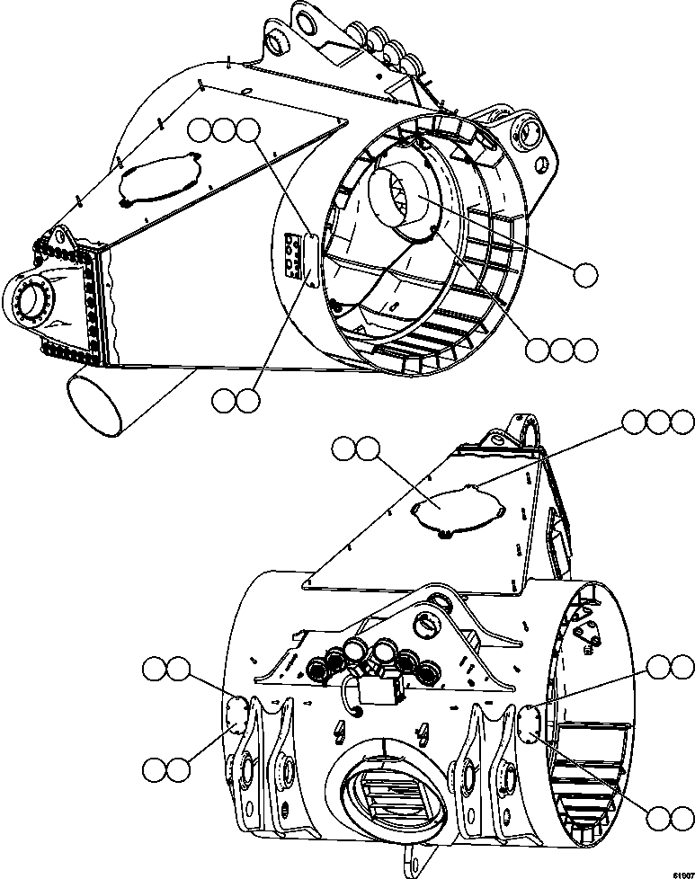 Komatsu parts book diagram for AFE59-FJ 930E-4 S/N A31661, A31664 - A31665, A31677 - A31679, A31698, A31700, A31704, A31718, A31720 & A31724  CASSERONES: AXLE HOUSING ACCESS COVERS