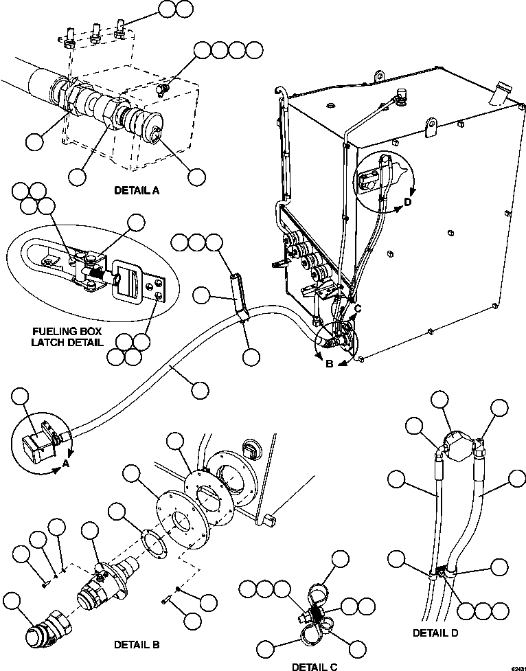 Komatsu parts book diagram for AFE59-FJ 930E-4 S/N A31661, A31664 - A31665, A31677 - A31679, A31698, A31700, A31704, A31718, A31720 & A31724  CASSERONES: FUEL TANK QUICK FILL