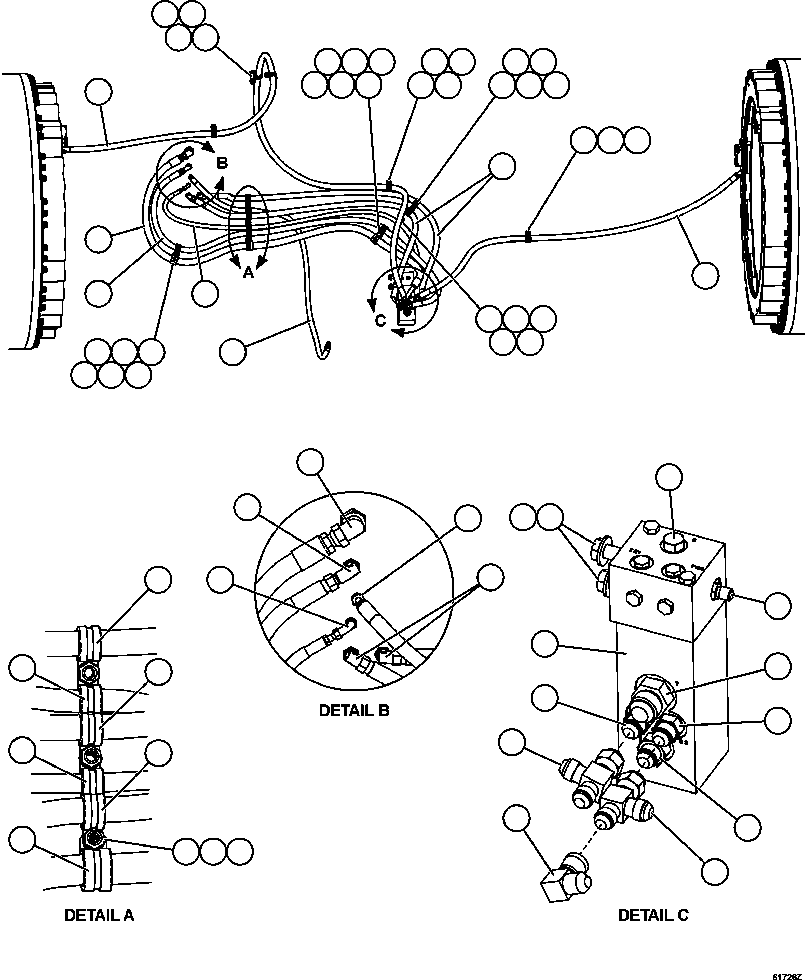 Komatsu parts book diagram for AFE59-FJ 930E-4 S/N A31661, A31664 - A31665, A31677 - A31679, A31698, A31700, A31704, A31718, A31720 & A31724  CASSERONES: BRAKE APPLY PIPING   4/4