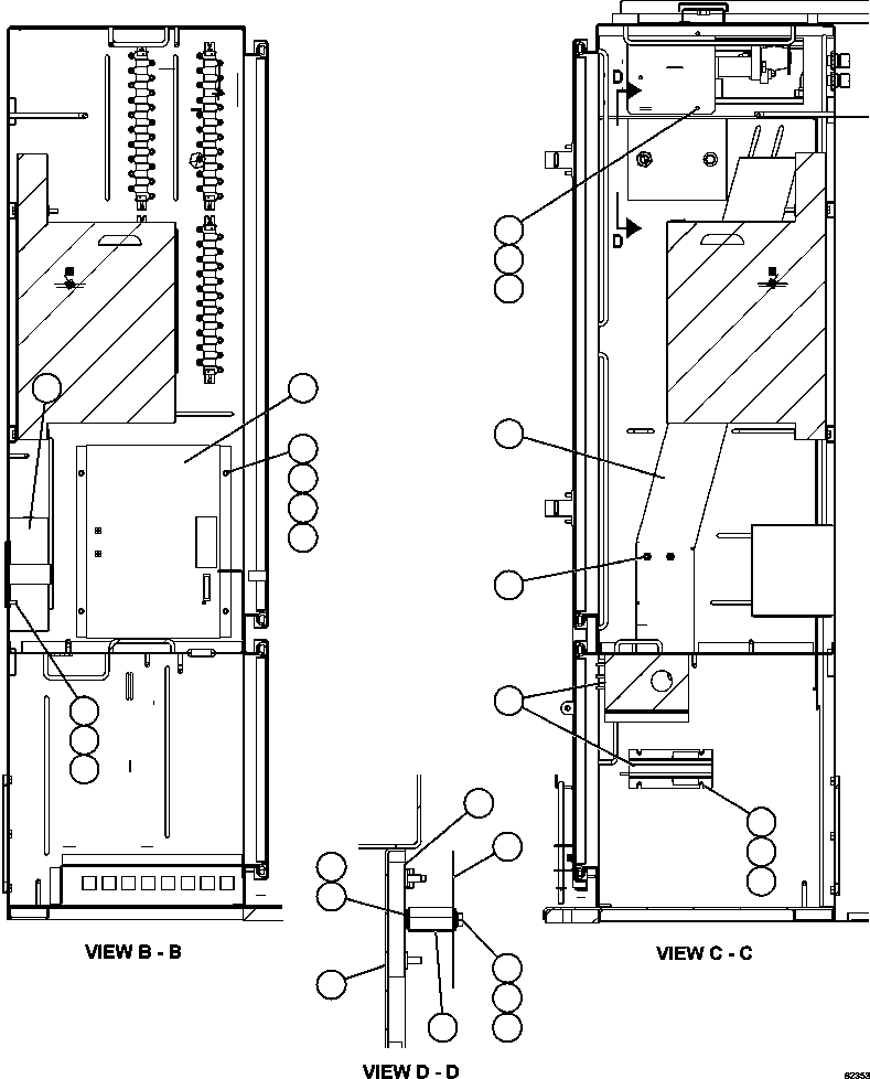 Komatsu parts book diagram for AFE59-FJ 930E-4 S/N A31661, A31664 - A31665, A31677 - A31679, A31698, A31700, A31704, A31718, A31720 & A31724  CASSERONES: CONTROL CABINET - LEFT COMPARTMENT    2/2
