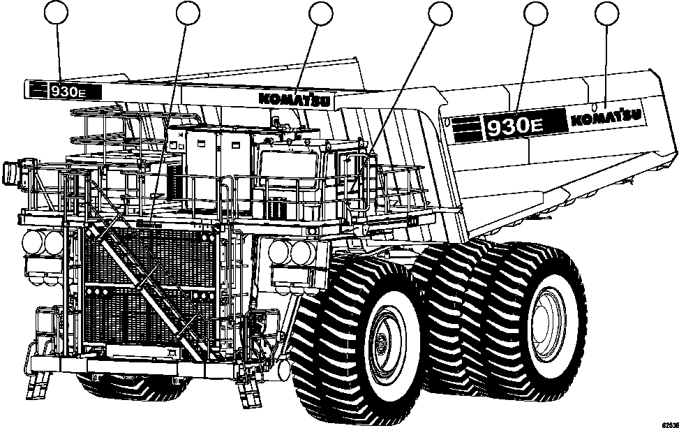 Dump Trucks Komatsu / AFE NEW / AFE59-FP 930E-4 S/N A31735 & A31750 - A31751  LOS PELAMBRES(afe59-fp) / DECALS & WARNINGS    5/5(010 : 62538)