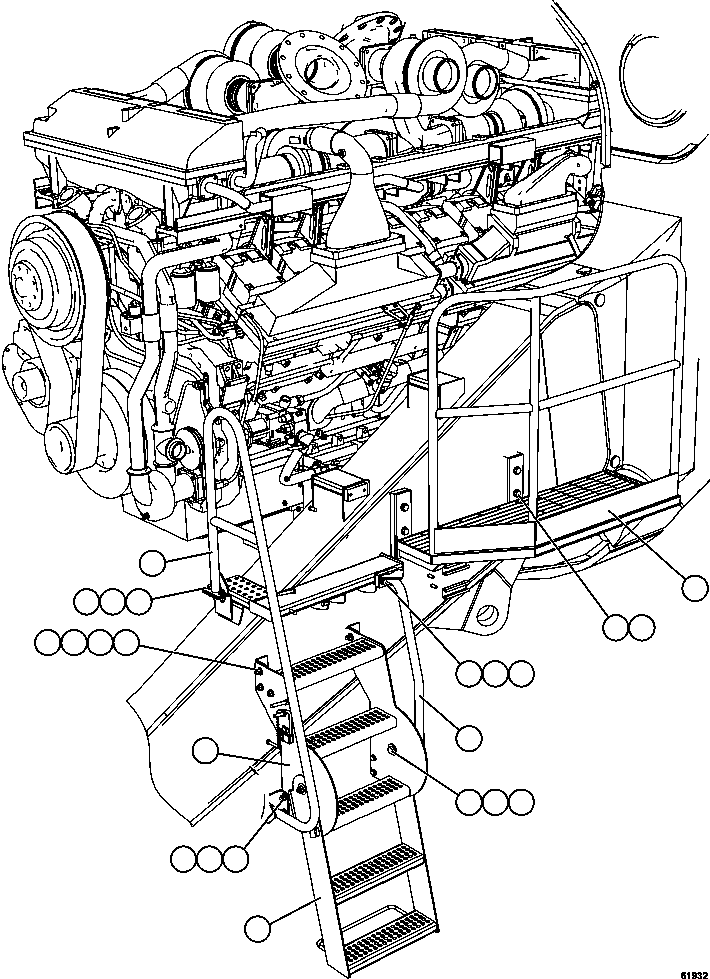 Dump Trucks Komatsu / AFE NEW / AFE59-FP 930E-4 S/N A31735 & A31750 - A31751  LOS PELAMBRES(afe59-fp) / ENGINE ACCESS LADDERS, HANDRAILS & PLATFORMS(032 : 61932)